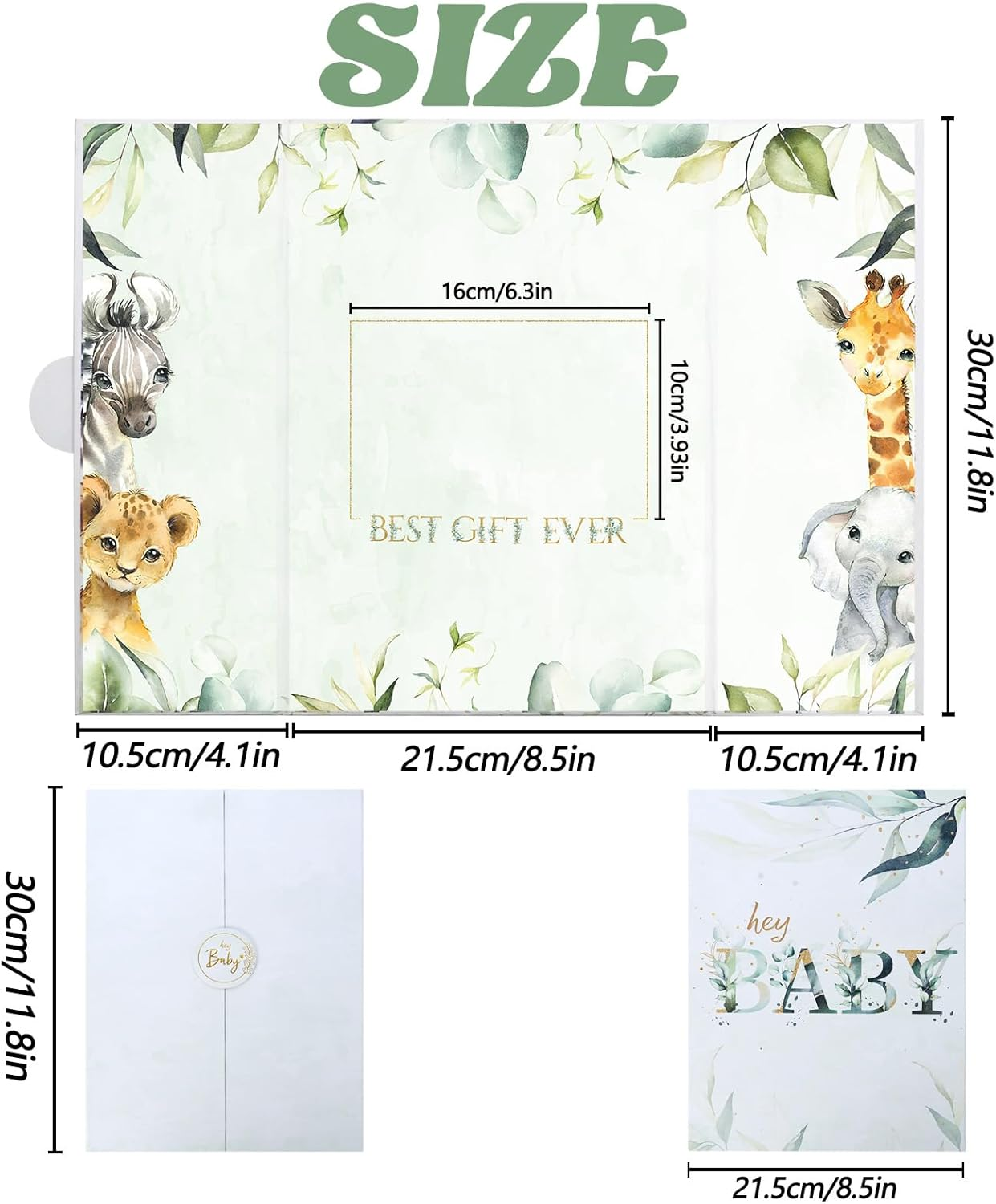 Vlipoeasn Baby Shower Guest Book Alternative, DIY Cute Baby Shower Signature Book, Baby Shower Party Decorations, Green and White Baby Shower Party Sign in Book