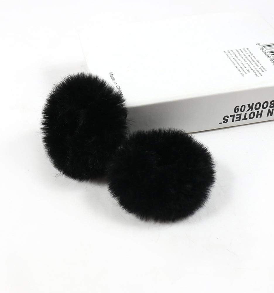 PTNKUIIY Pack of 10 Plush Hair Bobbles Fluffy Elastic Hair Bobbles Scrunchies Hair Bands Hair Accessories Hair Bands Rope Ponytail Holder Hair Accessories for Girls Women Baby Children Black image number 3