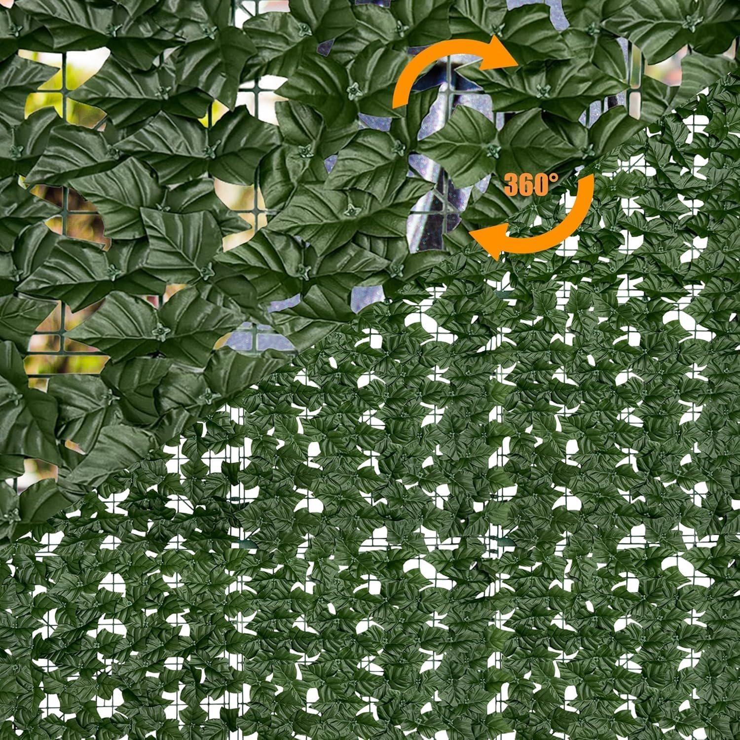 Artificial Ivy Privacy Fence Wall Screen: 19.68 * 118.11 Inch in Uv-Anti Faux Greenery Backdrop Ivy Vine Leaf Hedges Fence Panels for Patio, Balcony, Garden, Backyard Indoor Outdoor Green Decor image number 1