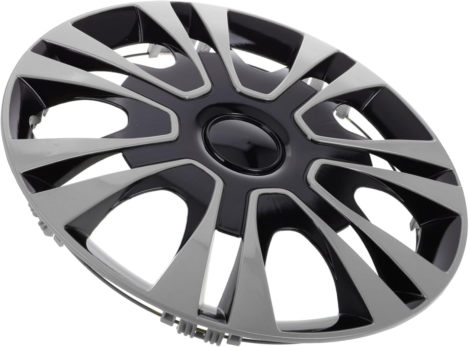 SOLUSTRE Universal 13 Inch Silver Wheel Hub Caps Black Hubcaps Car Wheel Cover Auto Accessories Vehicle Accessories One Piece image number 4