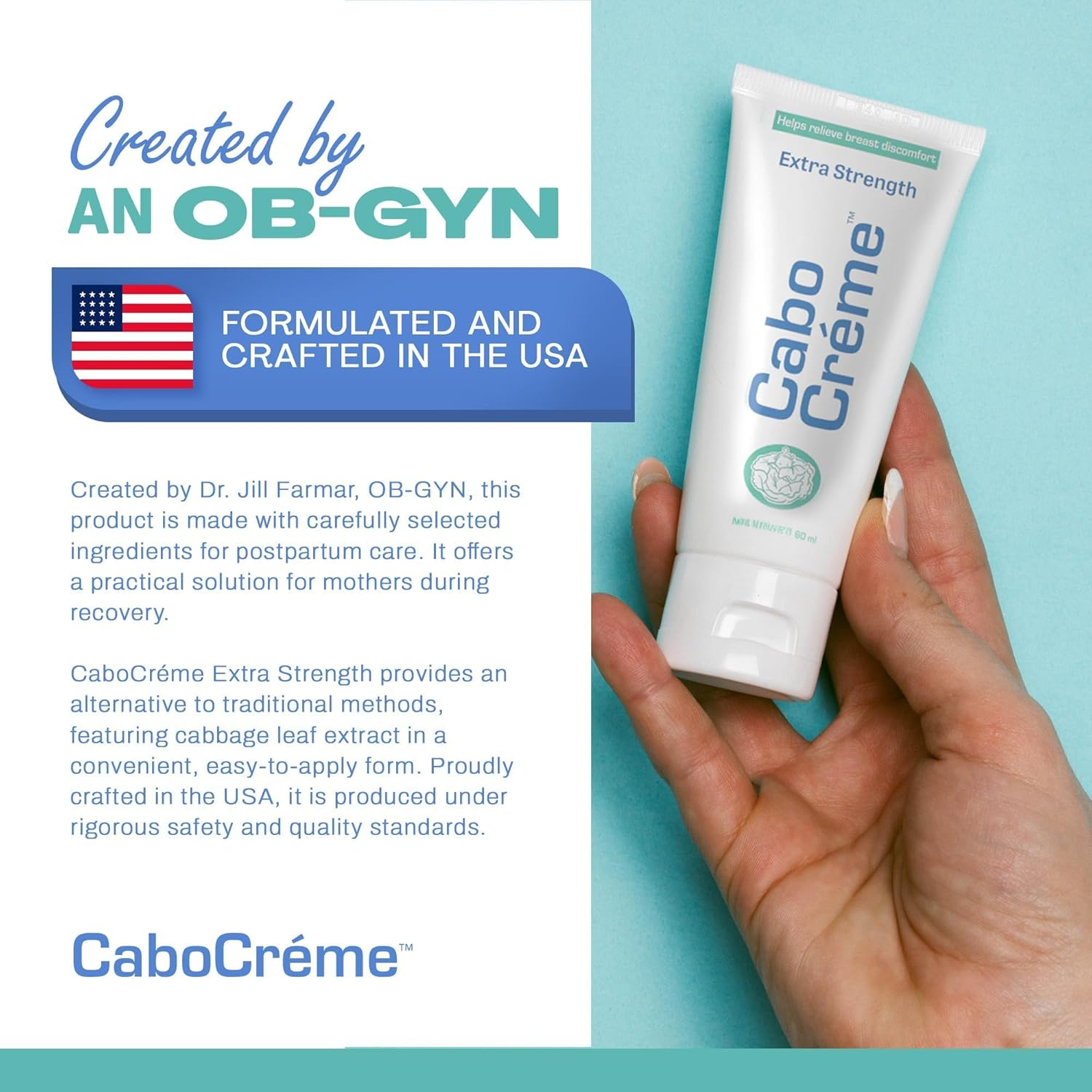 Cabocr&eacute;me Extra Strength Cabbage Breast Cream &ndash; 2X Strength for Engorgement Relief & Weaning Support &ndash; Helps Dry up Breast Milk &ndash; OB-GYN Created & Mum-Approved &ndash; 60G Tube image number 5