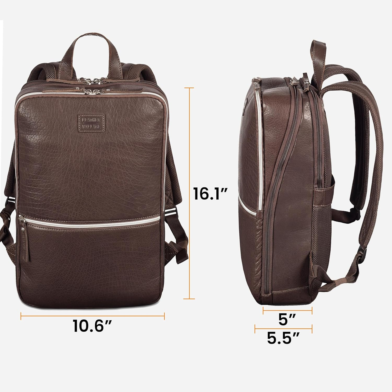 LEATHER VILLAGE Leather Backpack for Men | Slim Professional Business Bag Fits 15.6&rdquo; Work & Travel Daypack with Trolley Strap image number 3