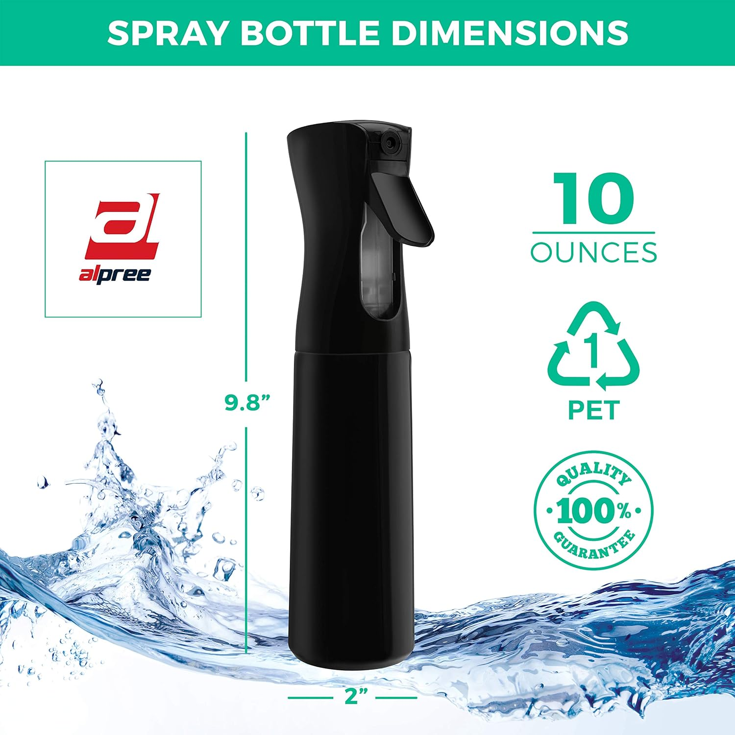 Alpree Hair Spray Bottle Continuous Water Mister Empty Ultra Fine for Hair Styling, Pets, Plants, Cleaning, Misting & Skin Care, Salons, for Taming Hair in Morning, Curly Hair, Essential Oil Scents &
