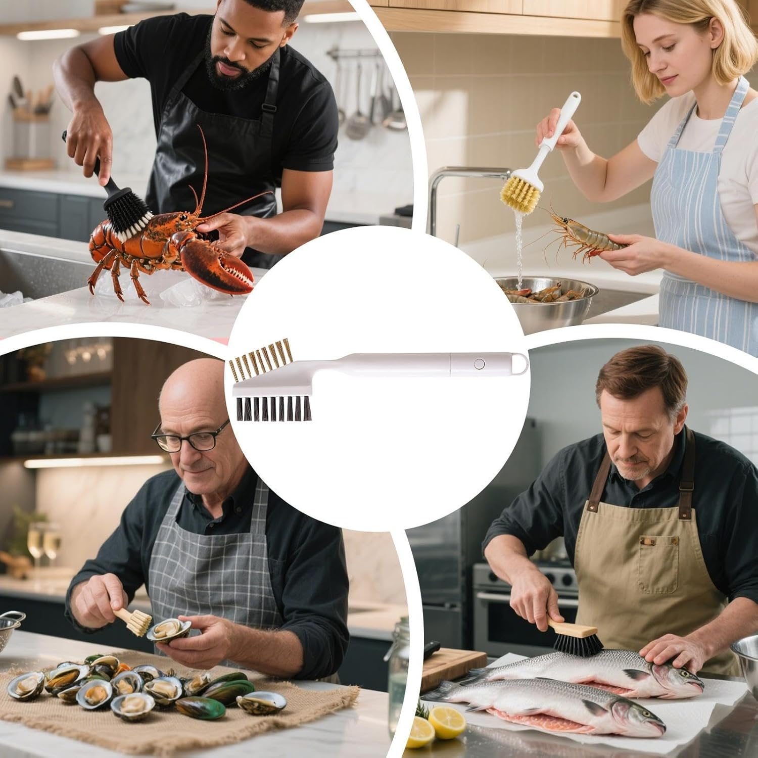 Seafood Cleaning Brush, Multi-Purpose Shellfish Deep Cleaner Brushes, Comfortable Grip Household Deep Cleaning Tool for Dormitory Apartment Hotel Party image number 4