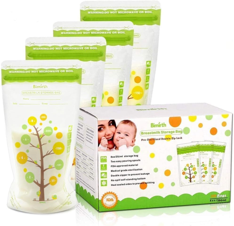 ARSH Breastmilk Storage Bags (112 Bags - 200 Ml) Freezer Safe Transparent Breast Milk Storage Bag with Double Zipper Self Standing, Leak Proof, Presealed image number 1