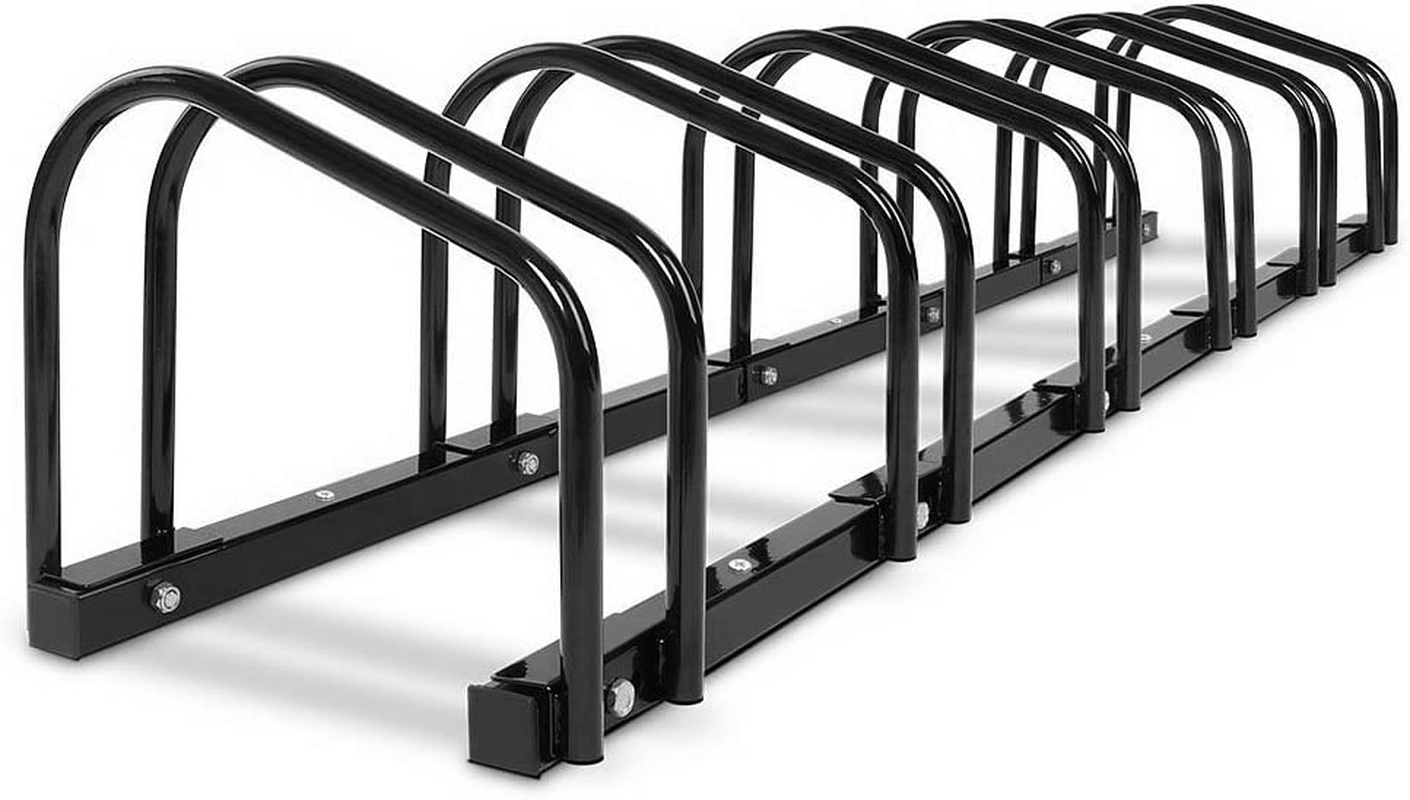 Weisshorn 4 Bike Stand Storage Rack, Road Bikes Holder Foot Floor Parking Stands Balance Bicycle Storages Outdoor Garage Park Tool Cycling Equipment, Steel Construction Black