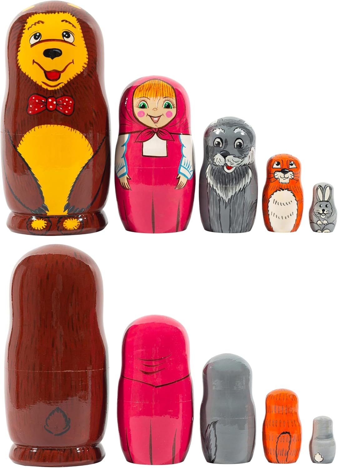 HITT Russian Nesting Dolls Wooden Nesting Toys Fairy Doll &laquo;Masha and the Bear Matryoshka 5 Dolls image number 1