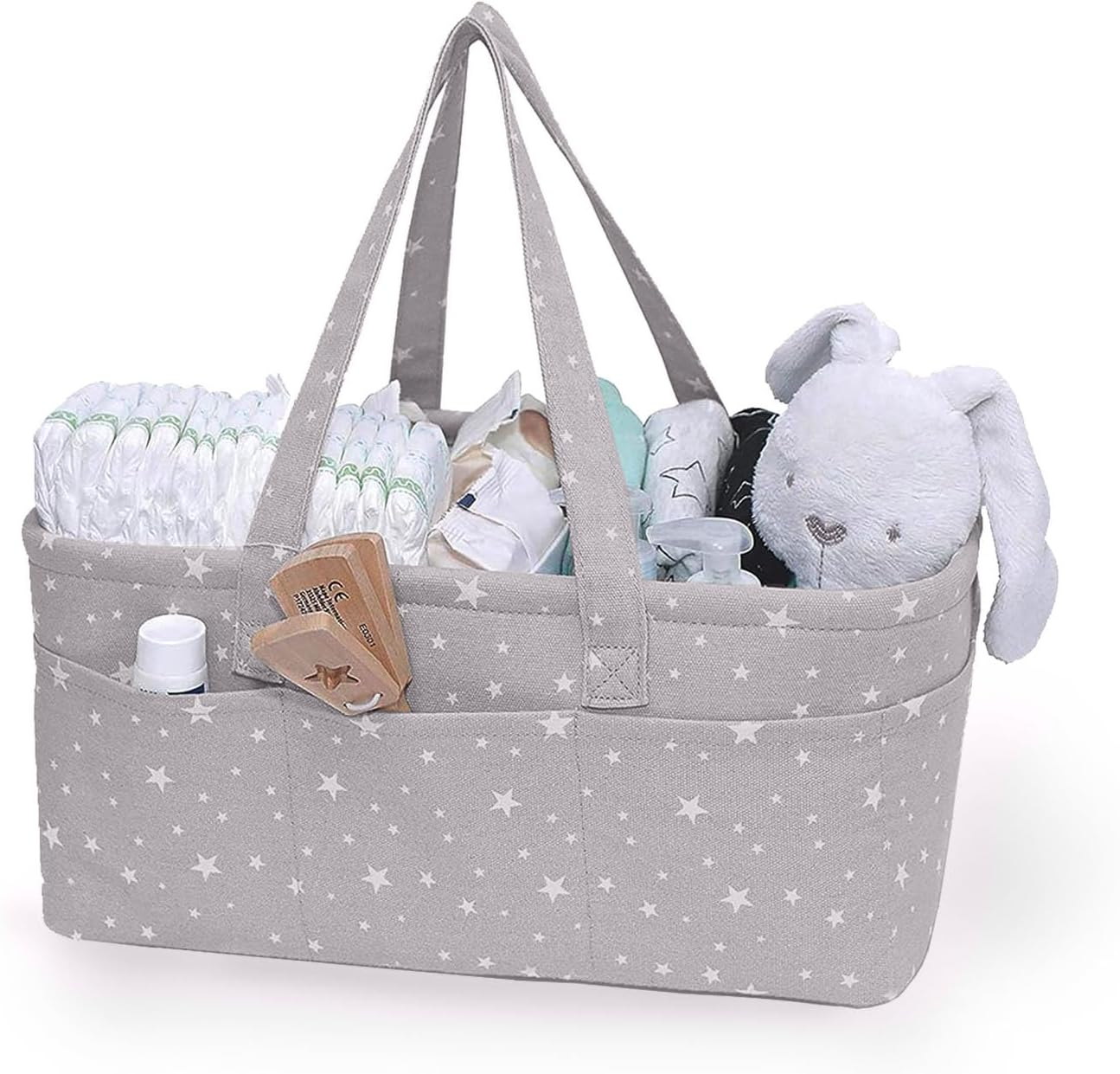 Portable Baby Diaper Caddy Organizer - Storage Basket & Tote Bag for Diapers & Wipes - Newborn Essentials（ Grey）