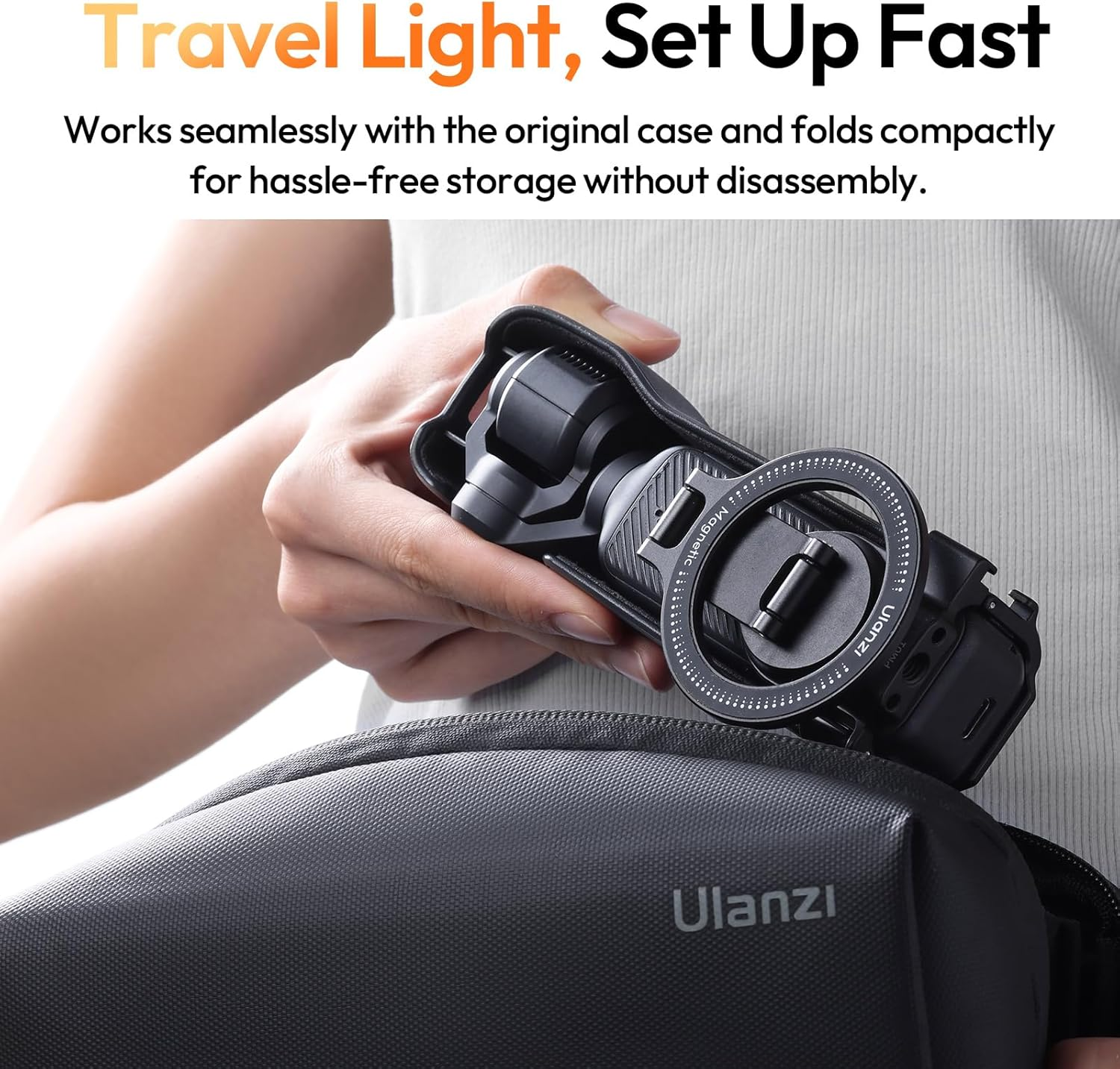 ULANZI PM01 Magnetic Expansion Adapter Compatible with DJI OSMO Pocket 3, Aluminium Magnetic Mount Stand with Cold Shoe and 1/4'' Mount, 181/270/360&deg; Adjustment Magnetic Adapter Pocket 3 Accessories image number 3