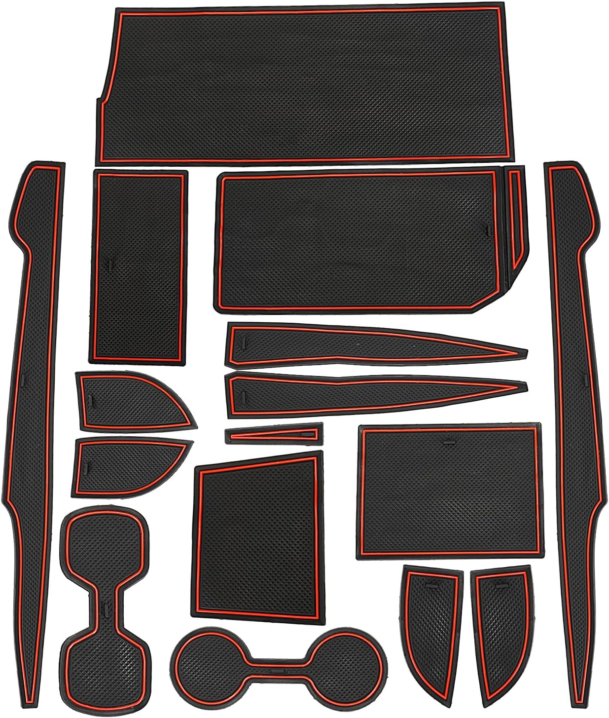 Auovo anti Dust Mats for Toyota Camry Accessories 2018 2019 2020 2021 2022 2023 Custom Fit Door Pocket Liners Cup Holder Pads Console Mats(16Pcs/Set) (Red)