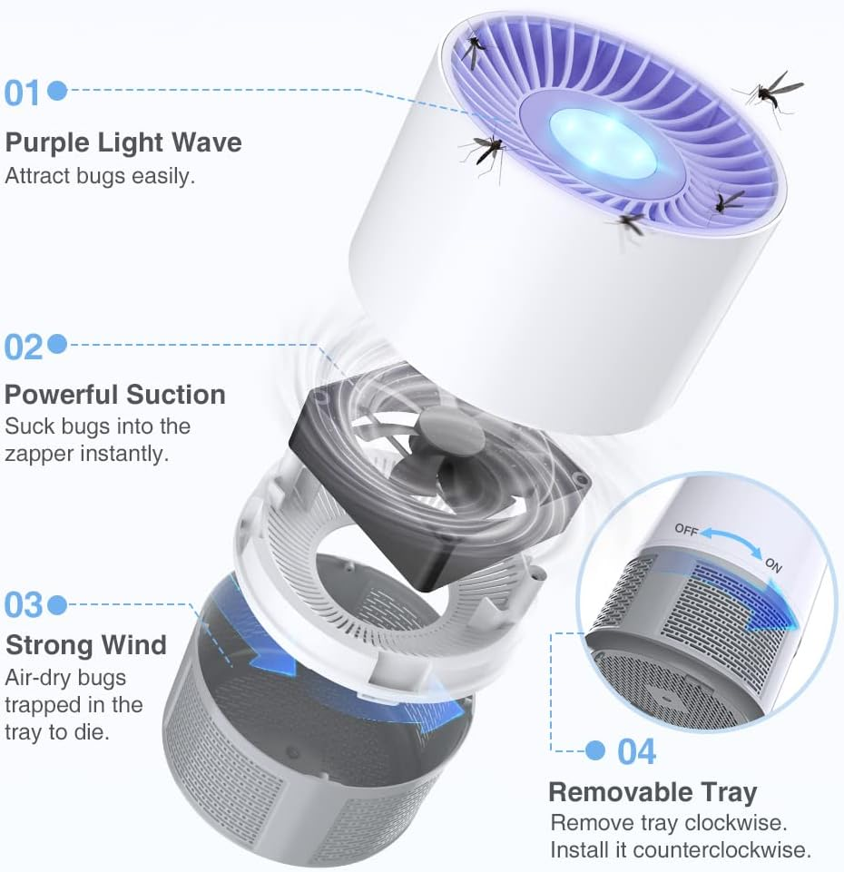 Mosquito Killer Lamp, Bug Zapper, Portable Zappers USB Rechargeable Mosquito Killer Lamp, Indoor Outdoor Use Bug Zapper Powerful Attractant for Backyard Patio Camping image number 6