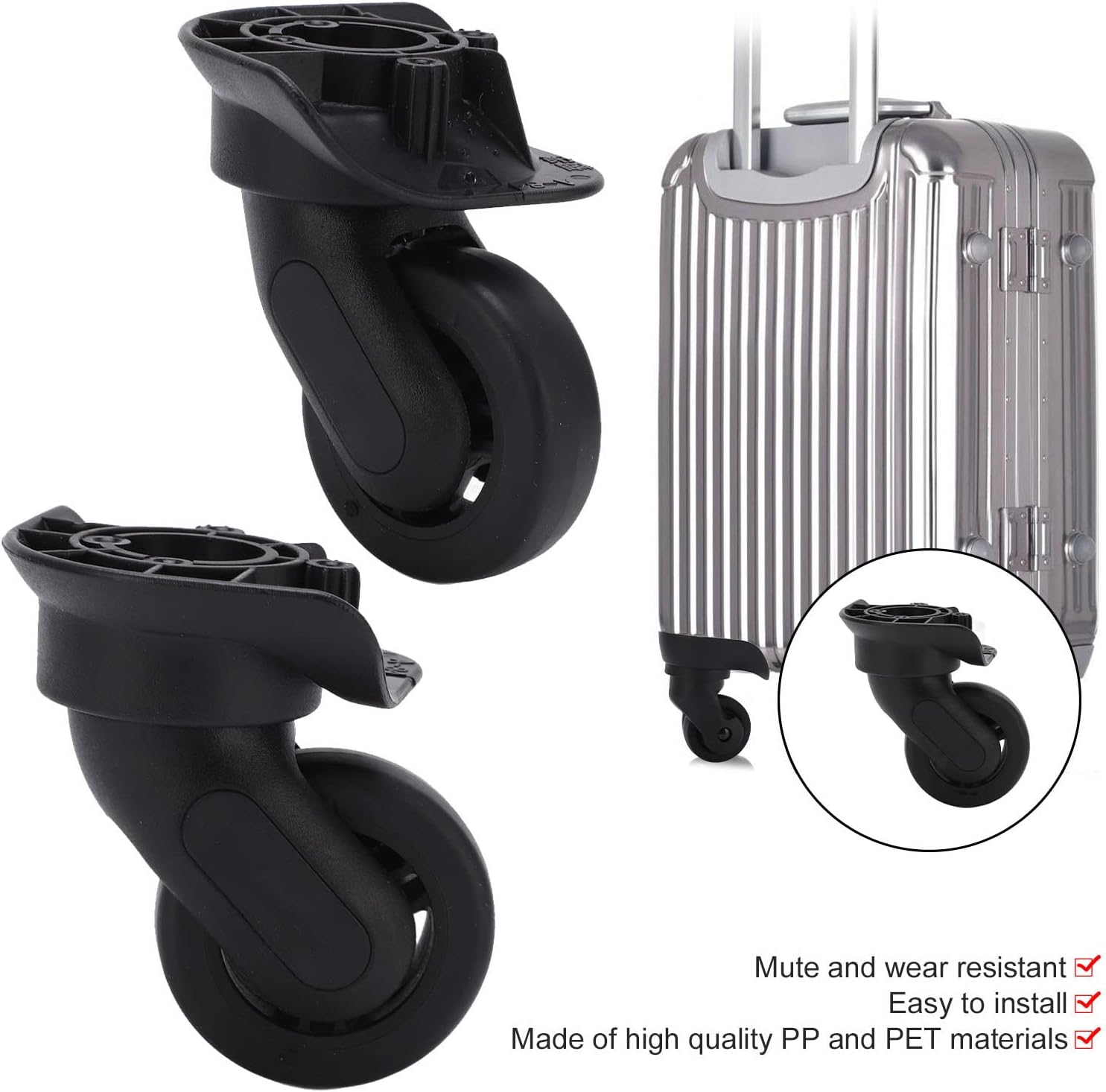 ANKROYU A84 Suitcase Replacement Casters, Niversal Outdoor Suitcase Wheel, Suitcase Replacement Wheel, Luggage Replacement Wheel for Suitcase Repair Part Replacement image number 5