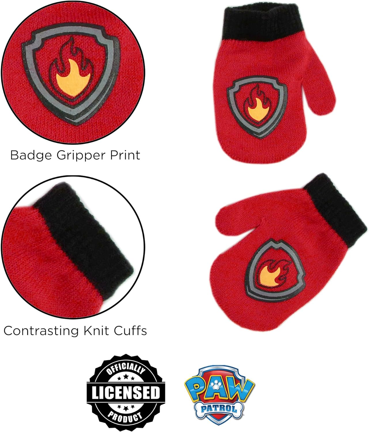 Nickelodeon Boys Paw Patrol Character Beanie Hat and Mittens Set Winter Accessory Set - - Age 2-4 image number 6