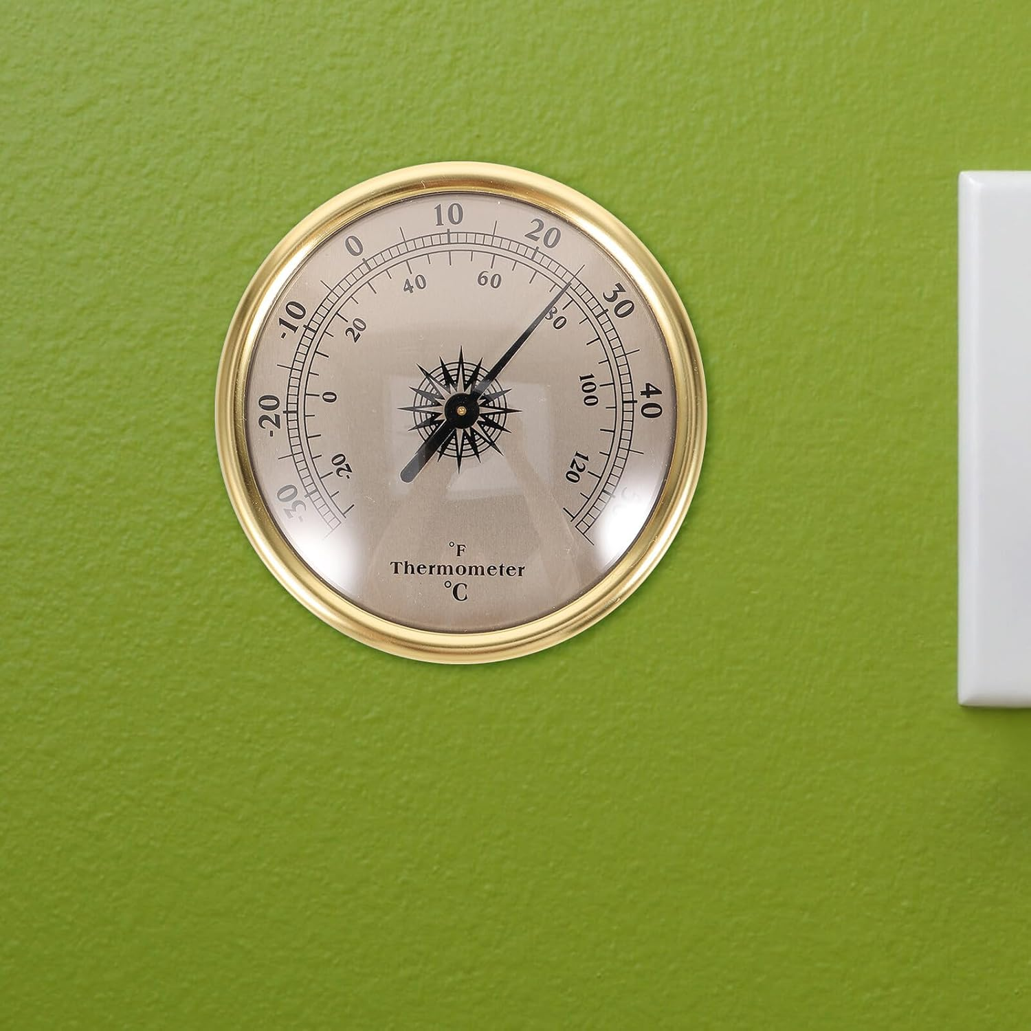 Alasum Metal Wall-Mounted Thermometer round Indoor Temperature Gauge for Nursery and Home Classic Gold Finish Weather Station Thermometer with Stable Performance and Decorative Design image number 6