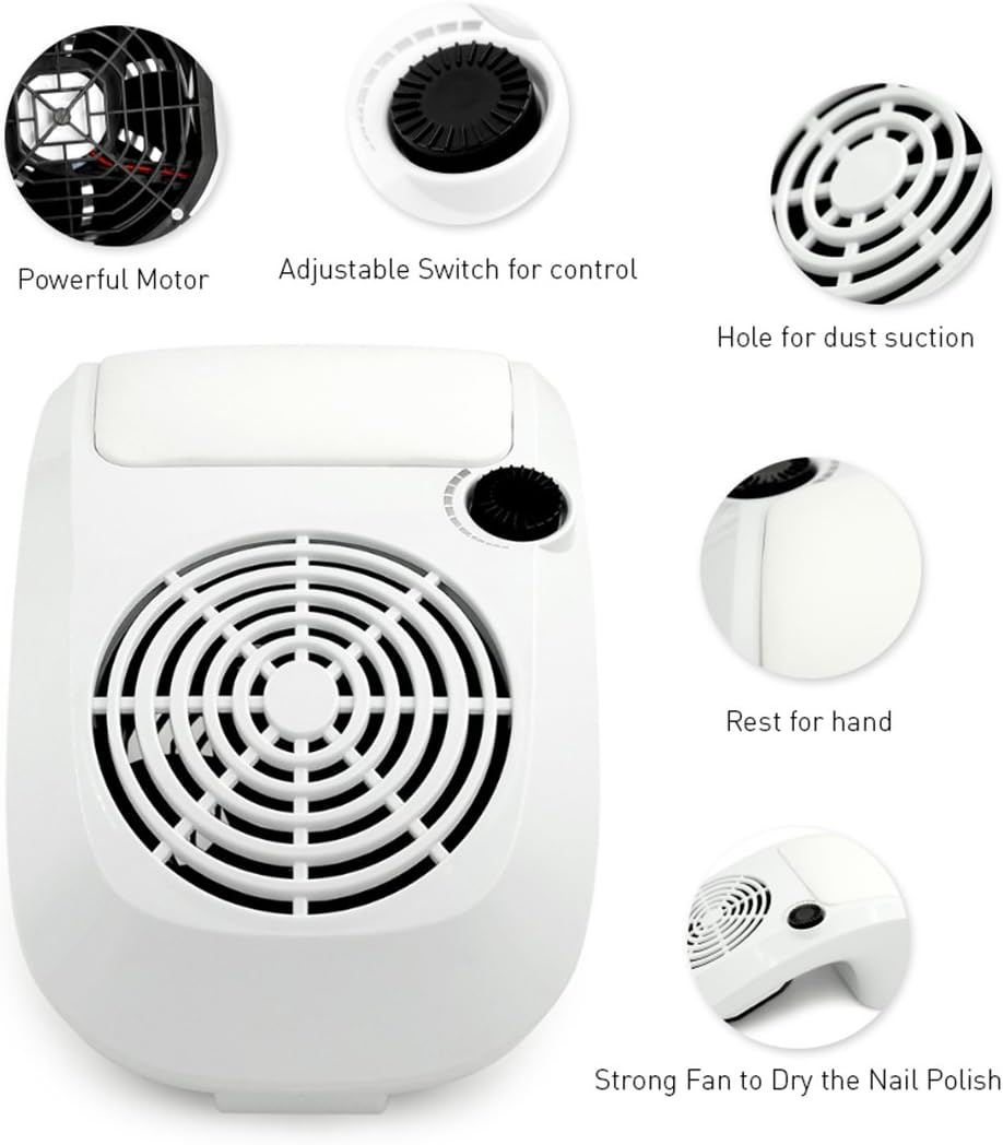 KADS Adjustable Nail Dust Collector Suction Fan with 2 Dust Collecting Bags, Powerful Nail Vacuum Cleaner Machine Manicure Tools Practical Nail Art Salon Cleaning Equipment image number 1