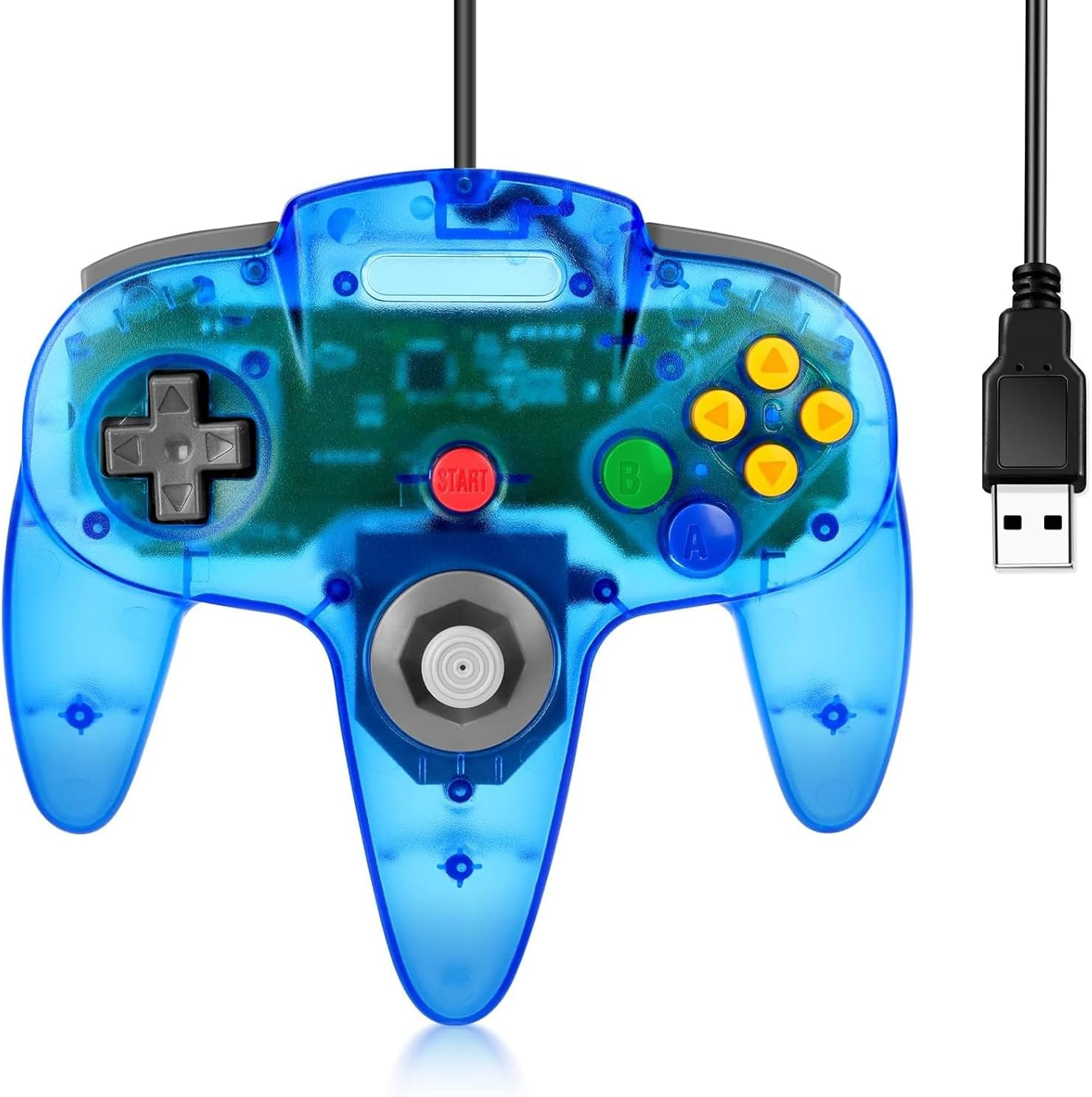 Retro N64 USB Controller, N64 Remote Wired USB Game Emulator Controller for Windows XP 7 8 11& MAC & Retropie (&zwnj;Transparent Orange&zwnj;)