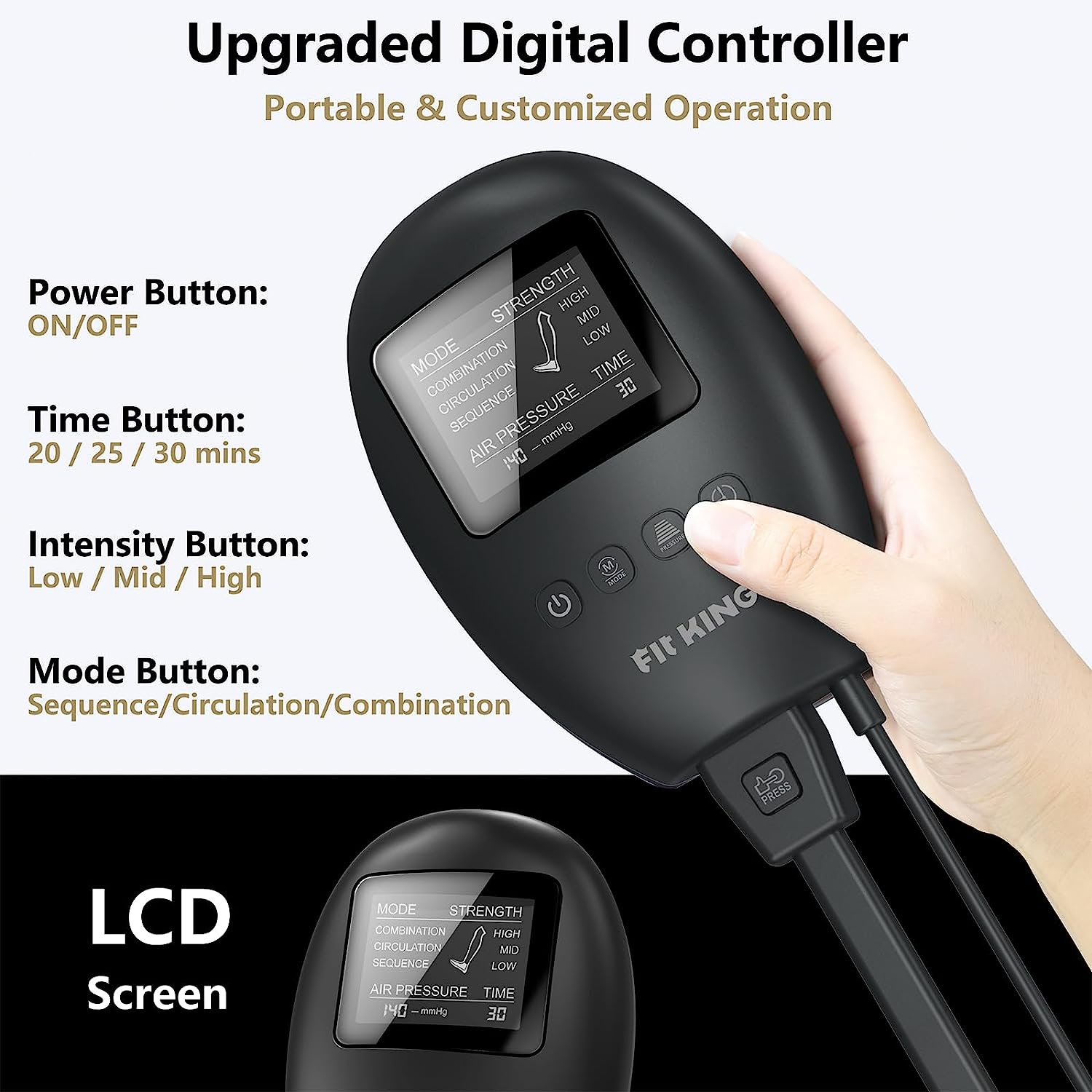 FIT KING Leg Compression Boots Massager for Foot and Calf Recovery, Upgraded Leg Massager for Blood Circulation, Muscle Relaxation, Relief Soreness and Pain&hellip; image number 4