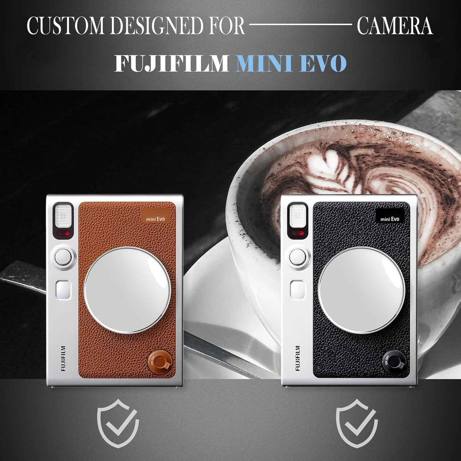 Rieibi Lens Cap for Fujifilm Instax Mini Evo, Silver, Fuji Mini Evo