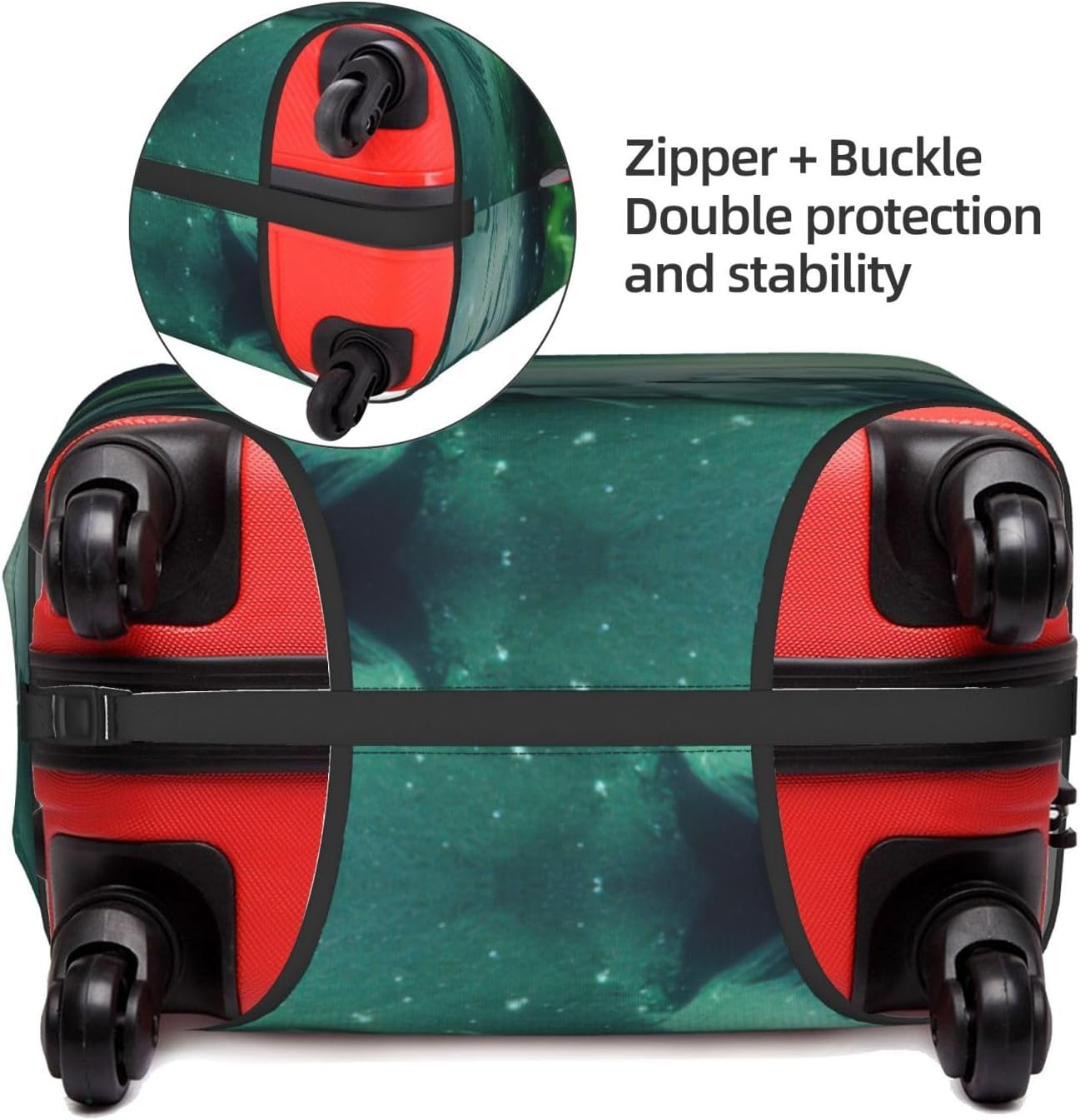 Odddot Northern Lights Polar Bear Print Travel Luggage Cover,Suitcase Protector Cover, Washable Baggage Covers,For 18-32 Inch Luggage, Northern Lights Polar Bear, Small image number 2