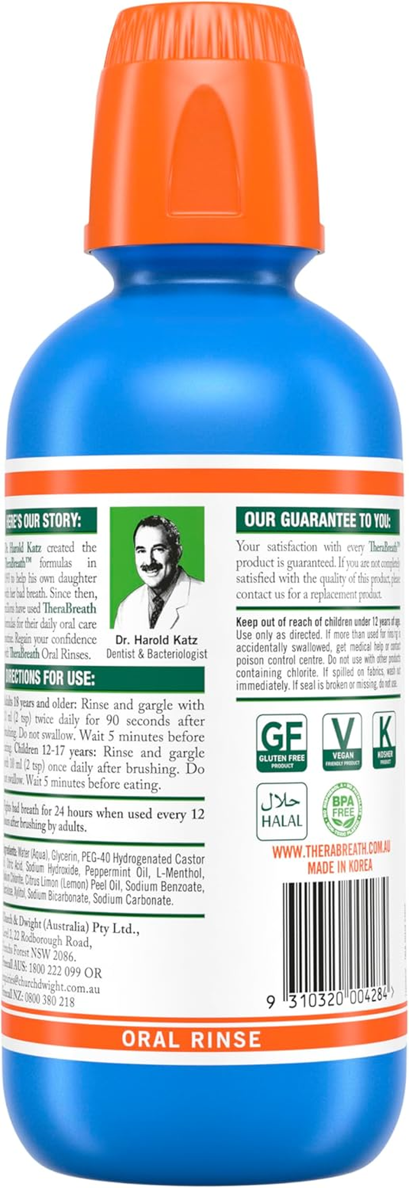 Therabreath Oral Rinse Mouthwash - Fights Bad Breath - Dentist Formulated - Alcohol-Free - Oral Hygiene Products - Dental Care - Icy Mint Flavour - 473Ml image number 3