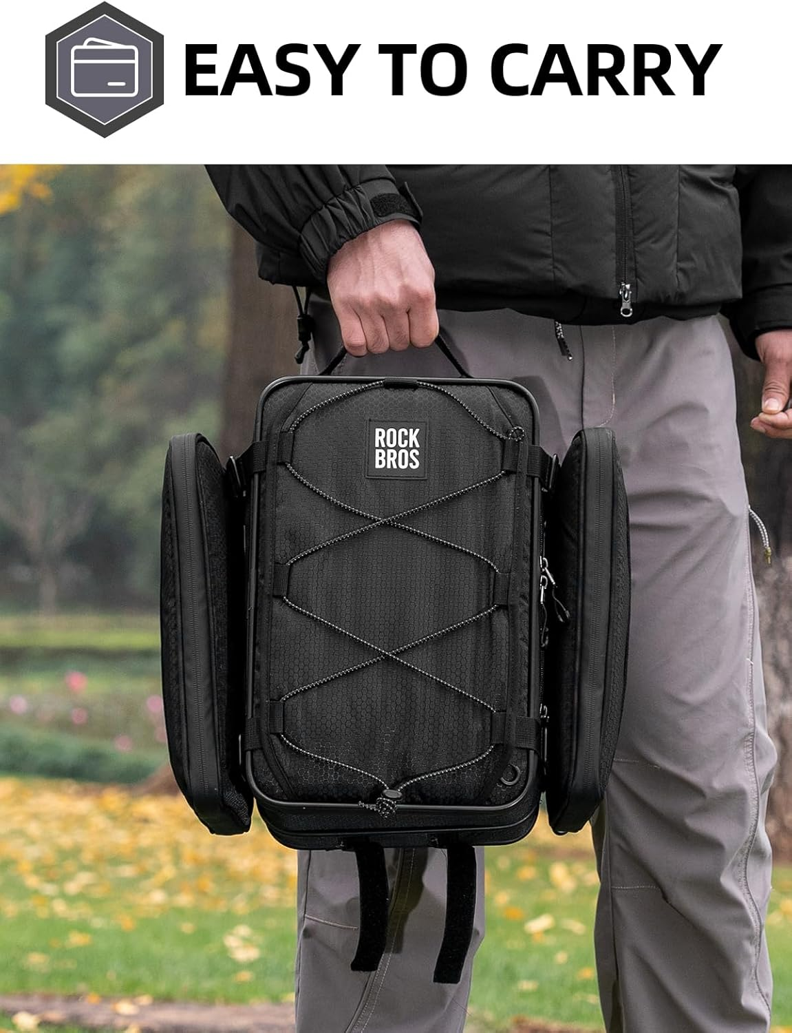 ROCKBROS Rear Bike Rack Bag 15-30L Bike Pannier Bag with Removable Side Bag Saddle Bag Rear Rack for Commute Shopping and Cycling (Black) image number 6