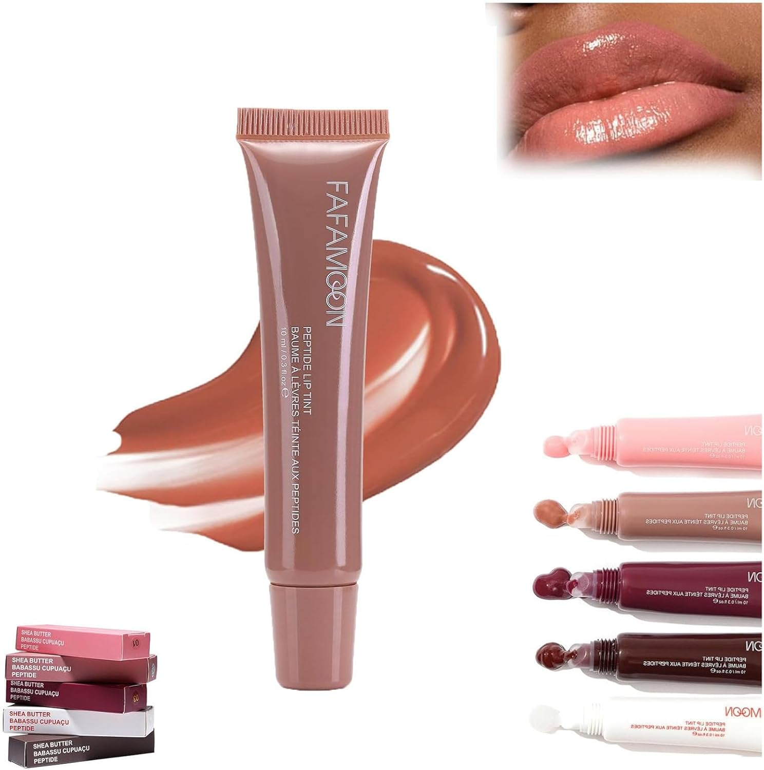 Long Lasting Lip Gloss, 5 Colors Lip Gloss, Peptide Lip Tint, Lip Tint, Lip Gloss, Lip Plumper Gloss, Nourishing Lip Care Oil Naturally Plump (D)
