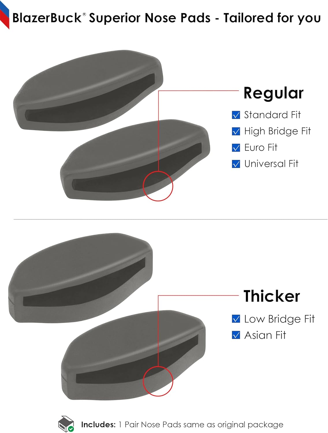 BLAZERBUCK Replacement Nose Piece Pads for Oakley Frogskins Range/Top Knot/Side Swept/Hstn/Spindrift Sunglasses image number 6