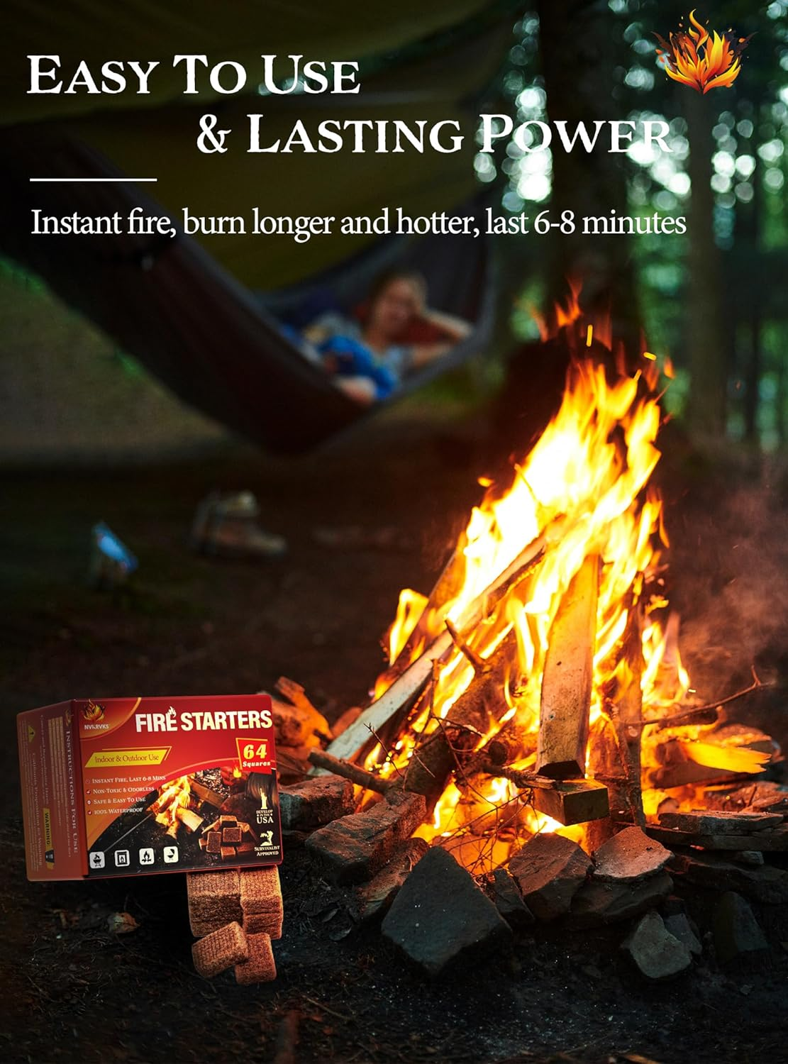 Fire Starter Squares, Easy-Burning, Natural & Waterproof, 64 Mini Cubes image number 3