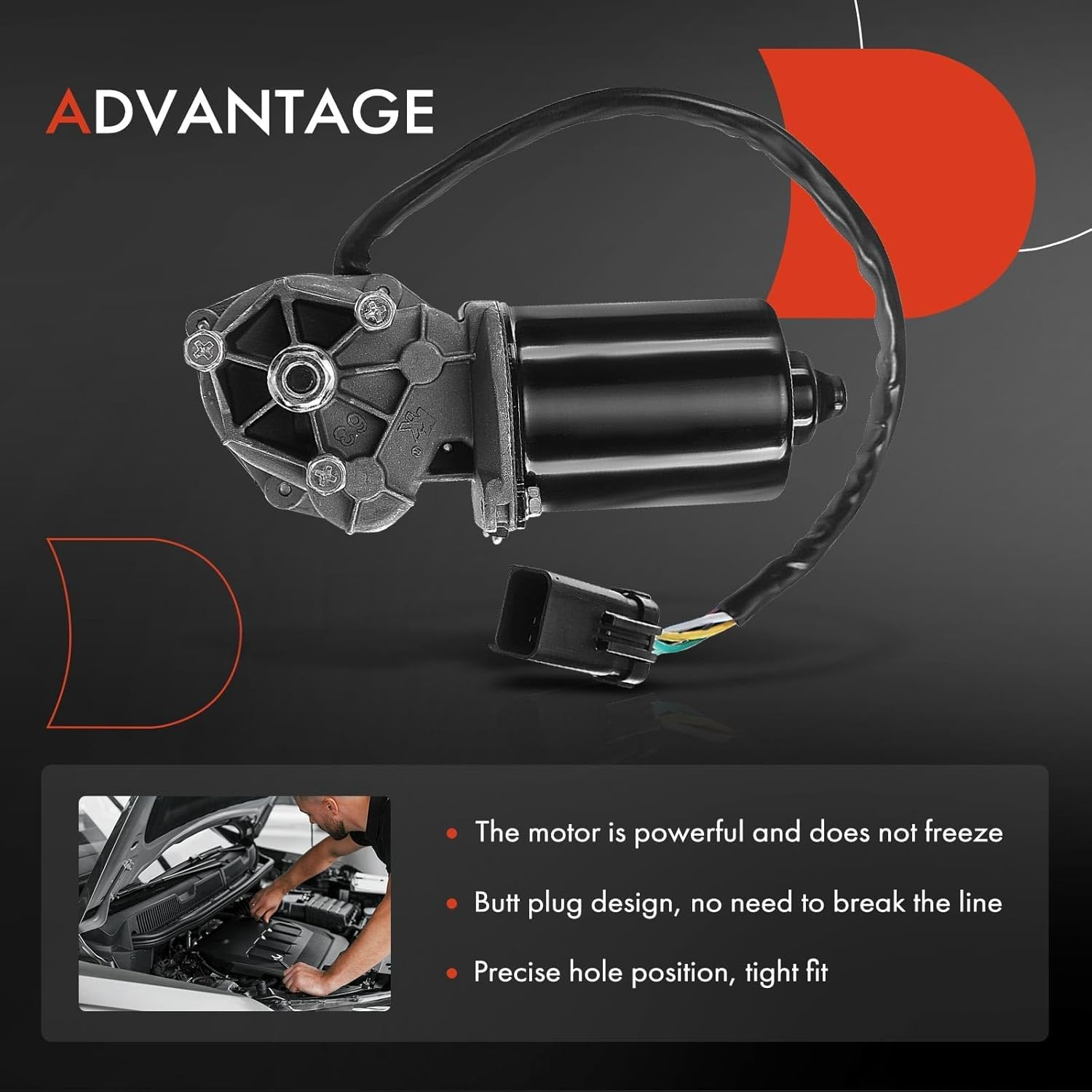 A-Premium Front Windshield Wiper Motor Compatible with Jeep TJ Series TJ 1997-2002, Wrangler 1997-2002, 2.5L 4.0L, Sport Utility, 5-Pin image number 2