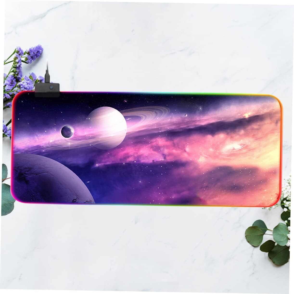 STOBOK RGB Luminous Mouse Pad Led Colors Large Desk Pad Multiple Light Effects Easy Storage