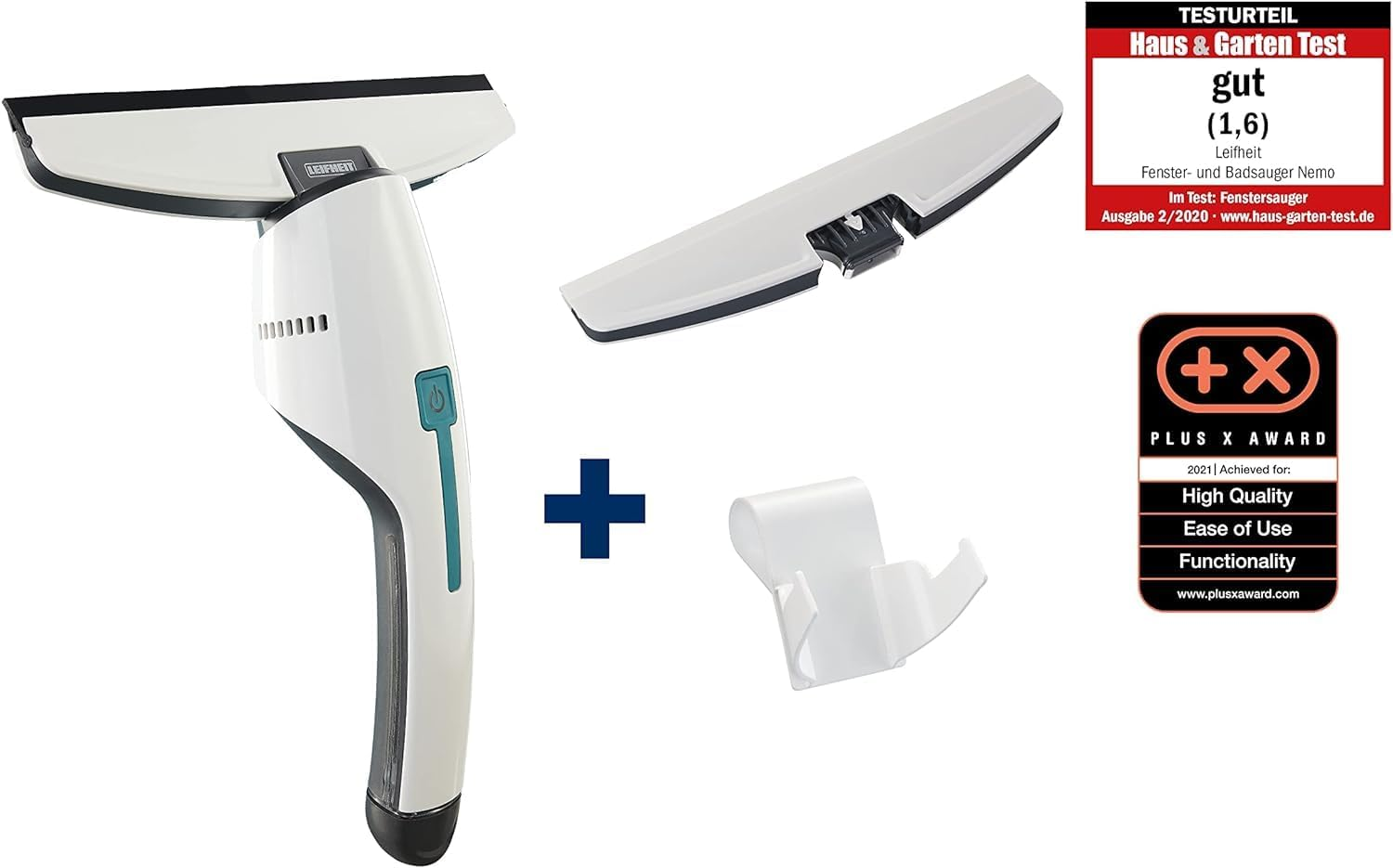 Leifheit Nemo Window Vacuum Cleaner with Wall Mount and Bath Nozzle, Bathroom Vacuum Cleaner with Waterproof Housing Ideal for Shower, Can Be Used up to 45 Minutes, Handy and Lightweight Window image number 5