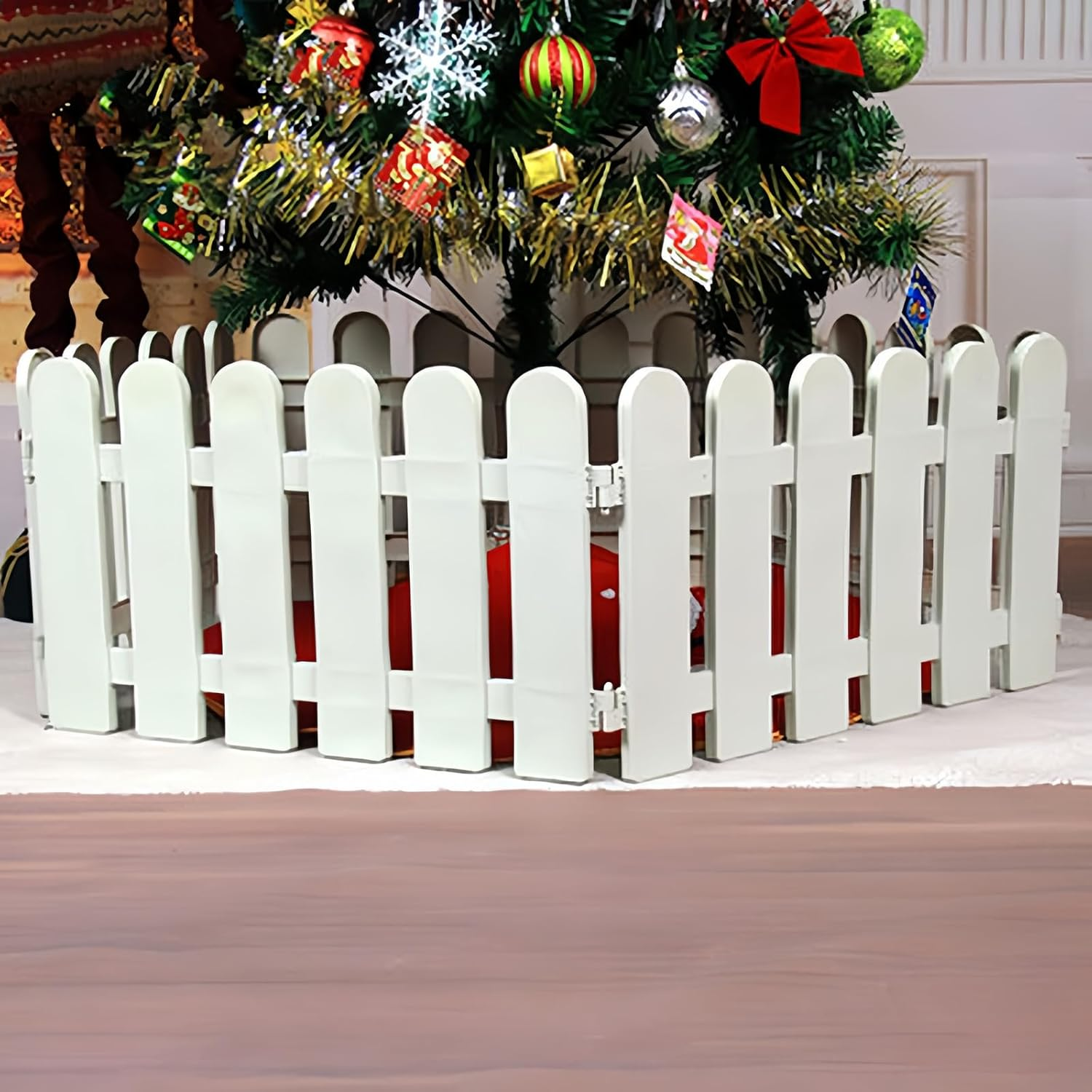 IEVE 4 Pcs White Plastic Fence Christmas Xmas Tree Wedding Party Decoration Miniature Home Garden Border Grass Lawn Edge Fence (One Pack Is 200Cm in Total) image number 6