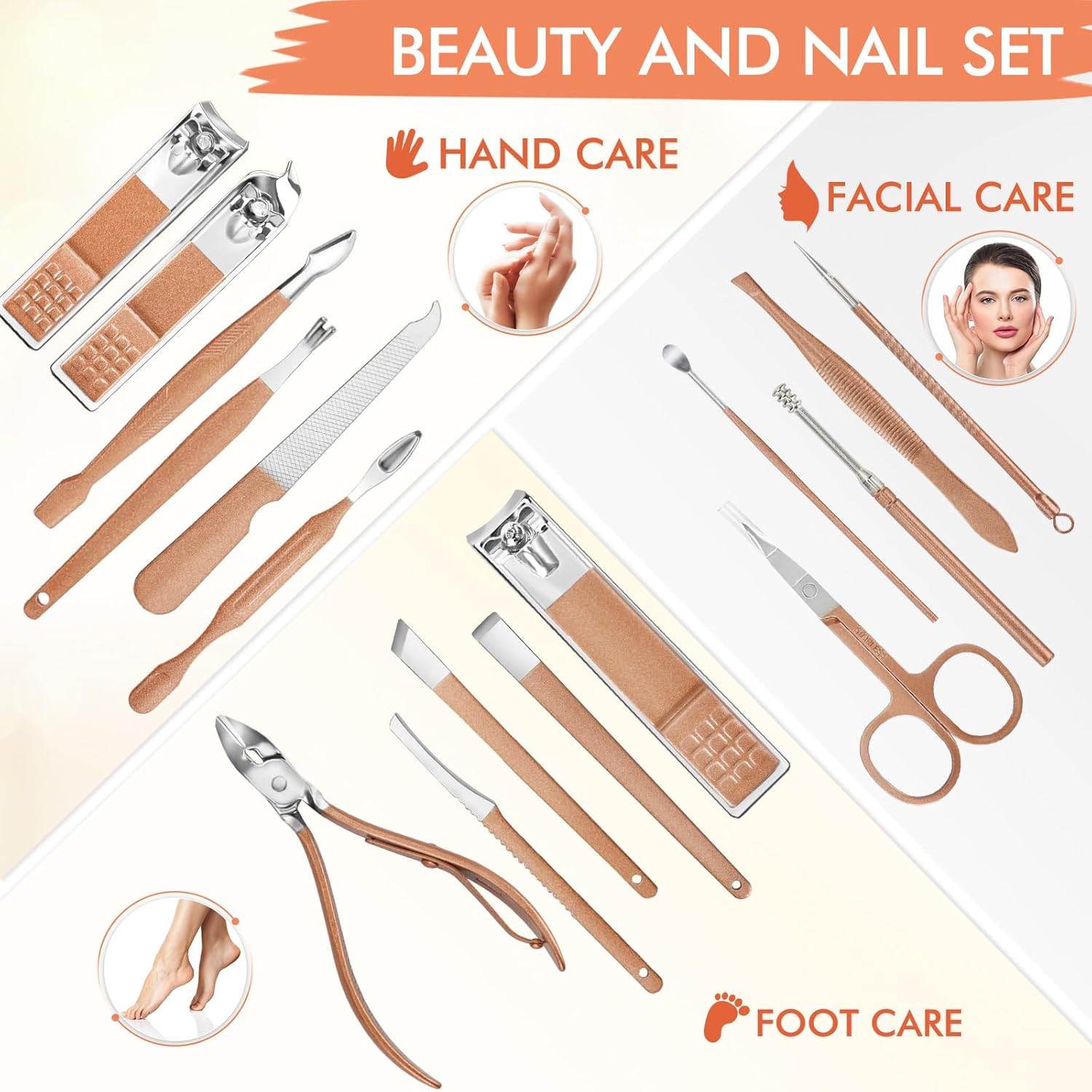 NINEMAX Manicure Set Nail Cutter Nail Clipper Kit 16Pcs Stainless Steel Rust Nail Manicure Set Manicure Kit, Travel Leather Case Sizes Nail Kit Pedicure Kit for Women Men Travel Home Gift Giving Green Visit the NINEMAX Store (Pink) - Blue image number 6