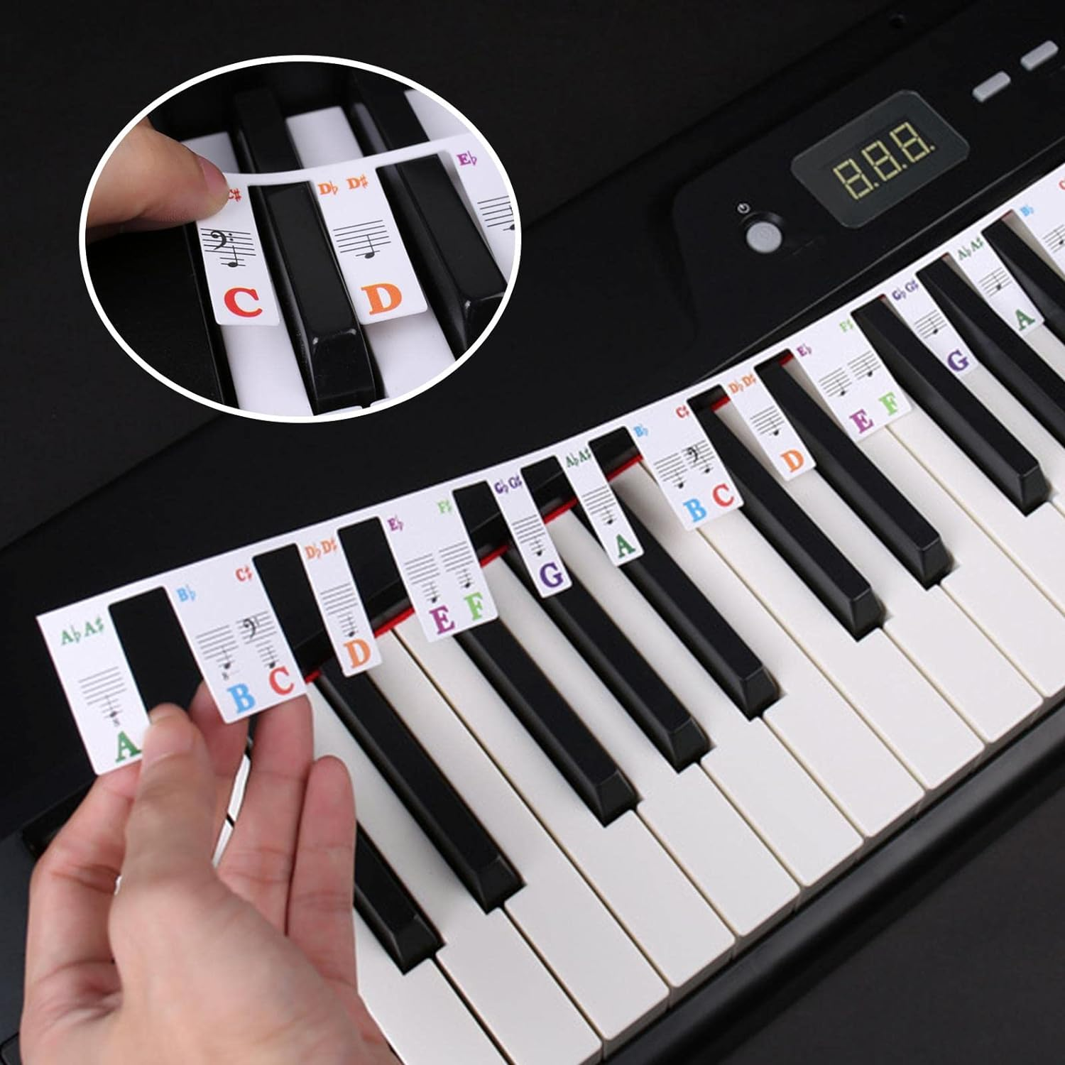 Piano Notes Guide for Beginner,Removable Piano Keyboard Note Labels for Learning,88-Key Full-Size Reusable Piano Rake Key Label,Note Markers for Children'S Keys for Beginners,Box Included image number 2