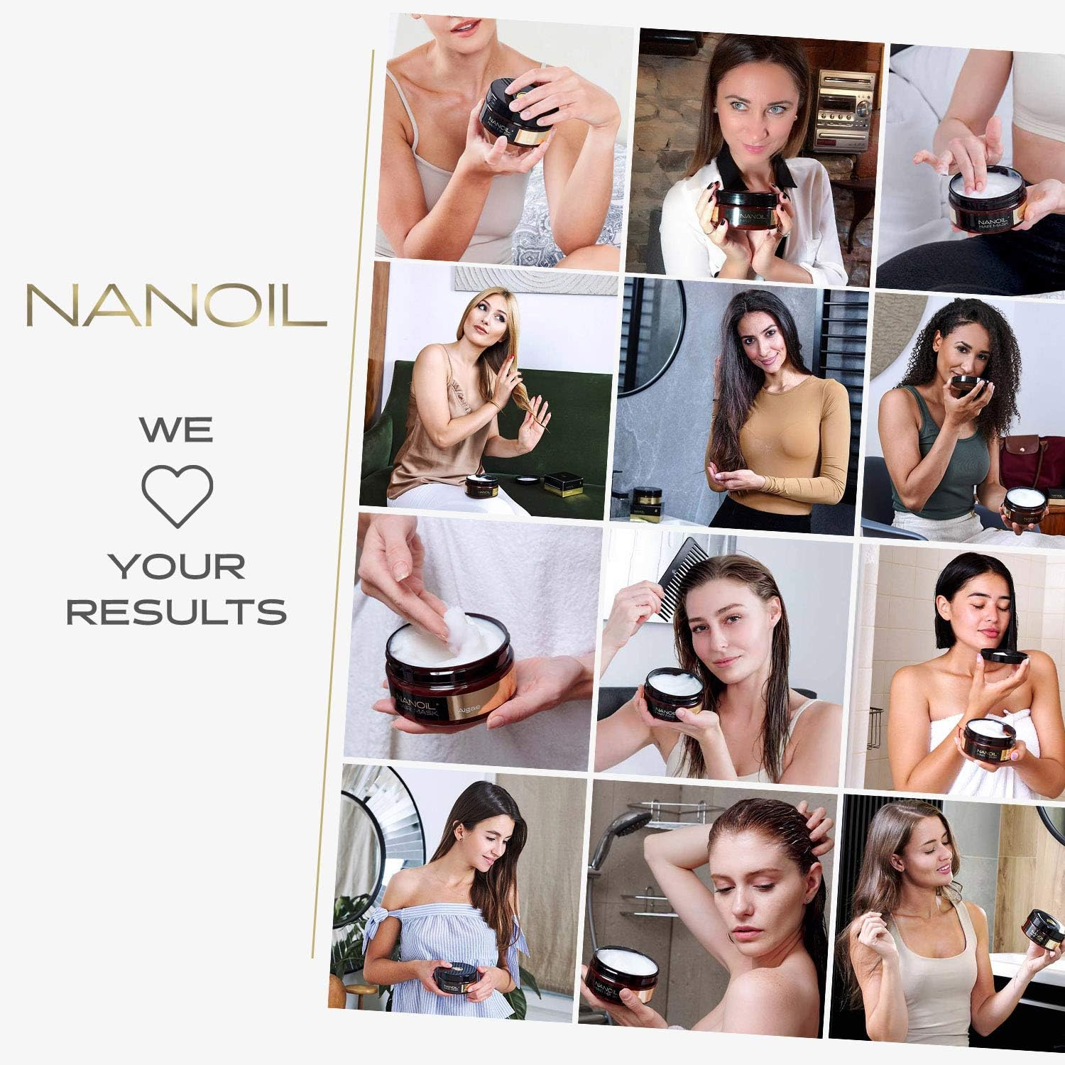 Nanoil Hair Mask with Algae - Hair Mask 300 Ml Regeneration Moisture Suppleness Aid against Dry Hair image number 6