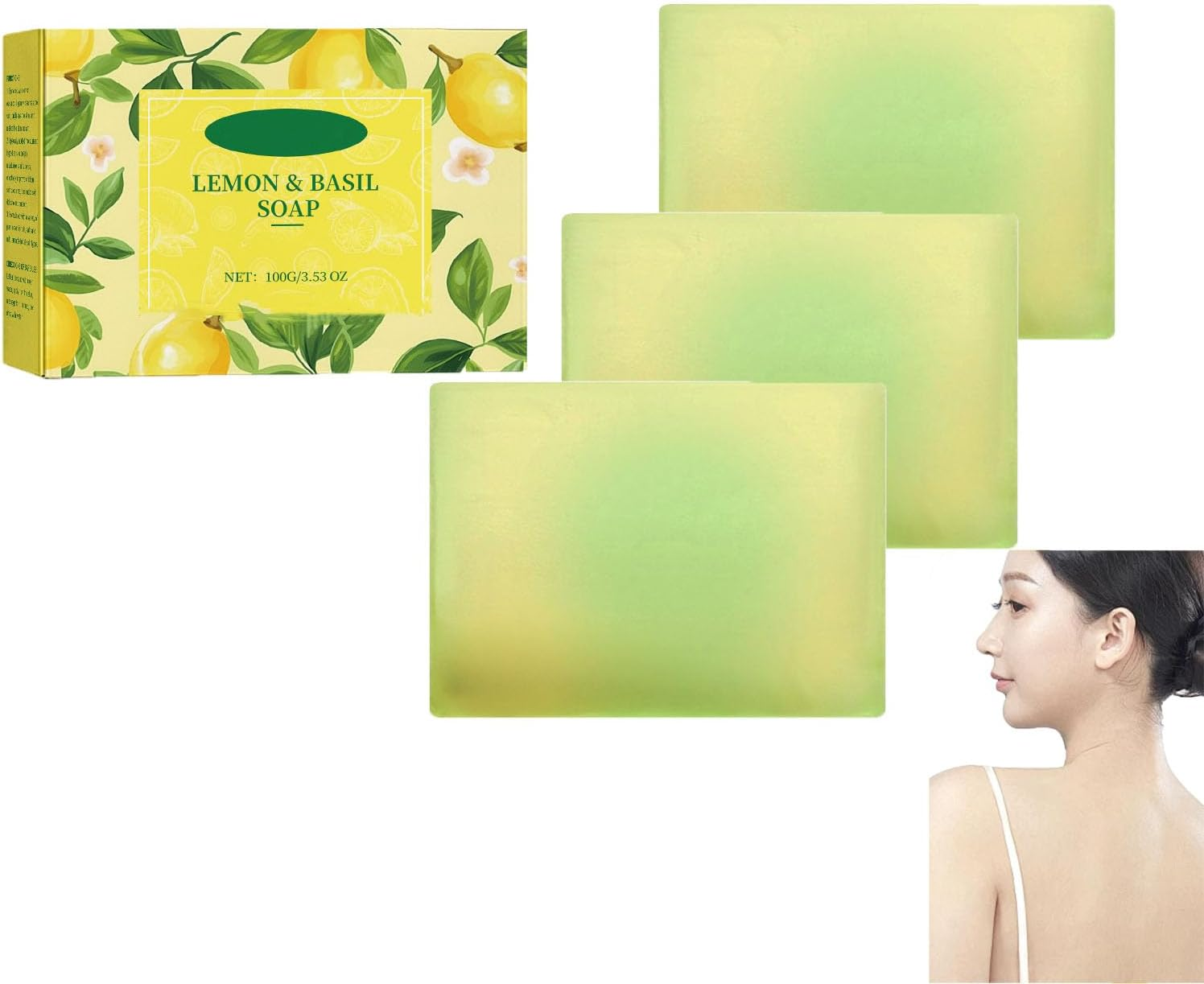 Lemon Basil Bar Soap - Natural Hand & Body Soap with Essential Oils, Refreshing Scent, Deeply Cleansing, Moisturizing, Even Skin Tone, Long-Lasting Fragrance, Gentle & Nourishing. (1Pcs)