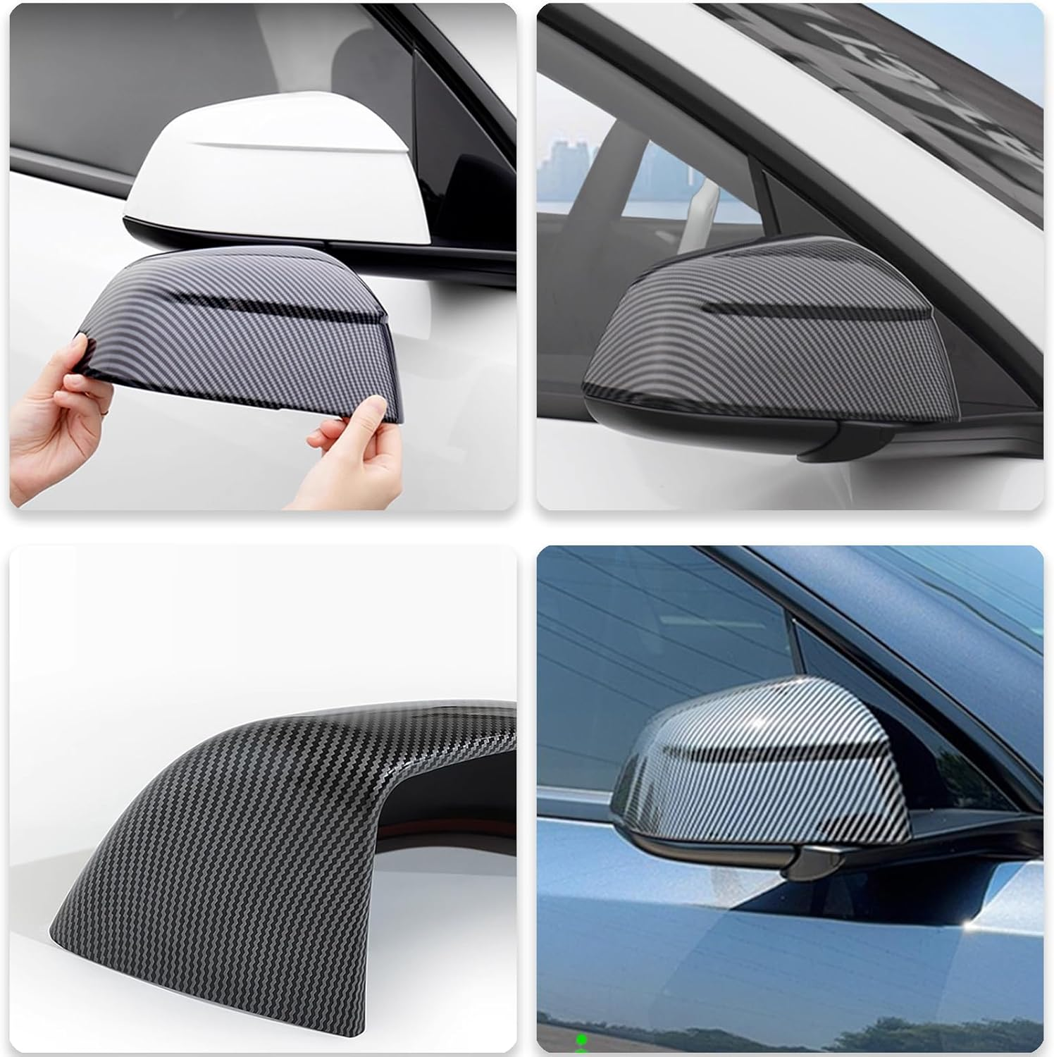 Fit Tesla Model Y Juniper Rearview Mirror Guard Cover,For ABS Side Mirroe Cover Exterior Accessories Compatible with Tesla Model Y Juniper 2025 2026(Glossy Carbon Pattern) image number 4
