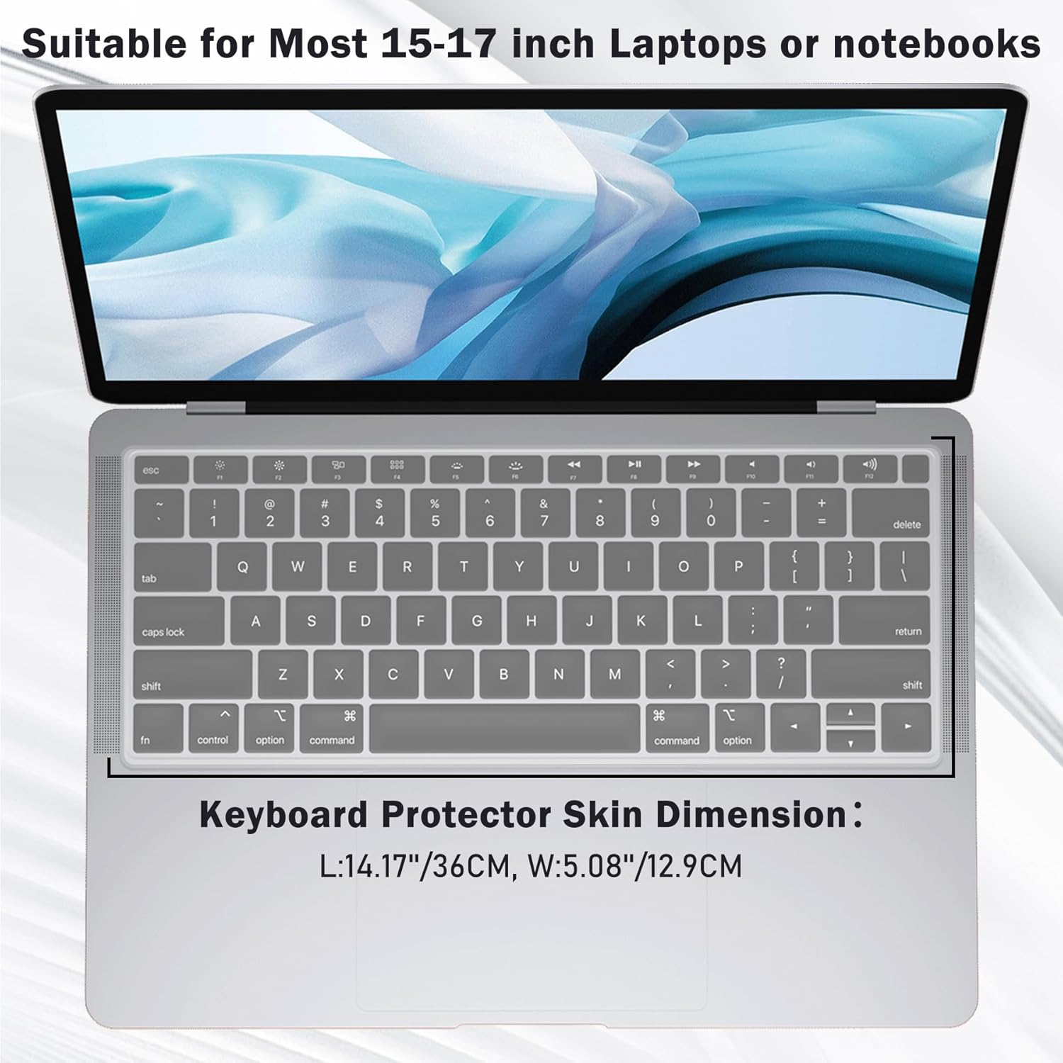 EKIND 2 Sheets Universal Waterproof and Dustproof Keyboard Cover for 15-17 Inch Laptops, with Keypad Keyboard Cover Size (L:14.17" X W:5.08"), Ultra Thin Silicone Skin Protector (Transparent) image number 5