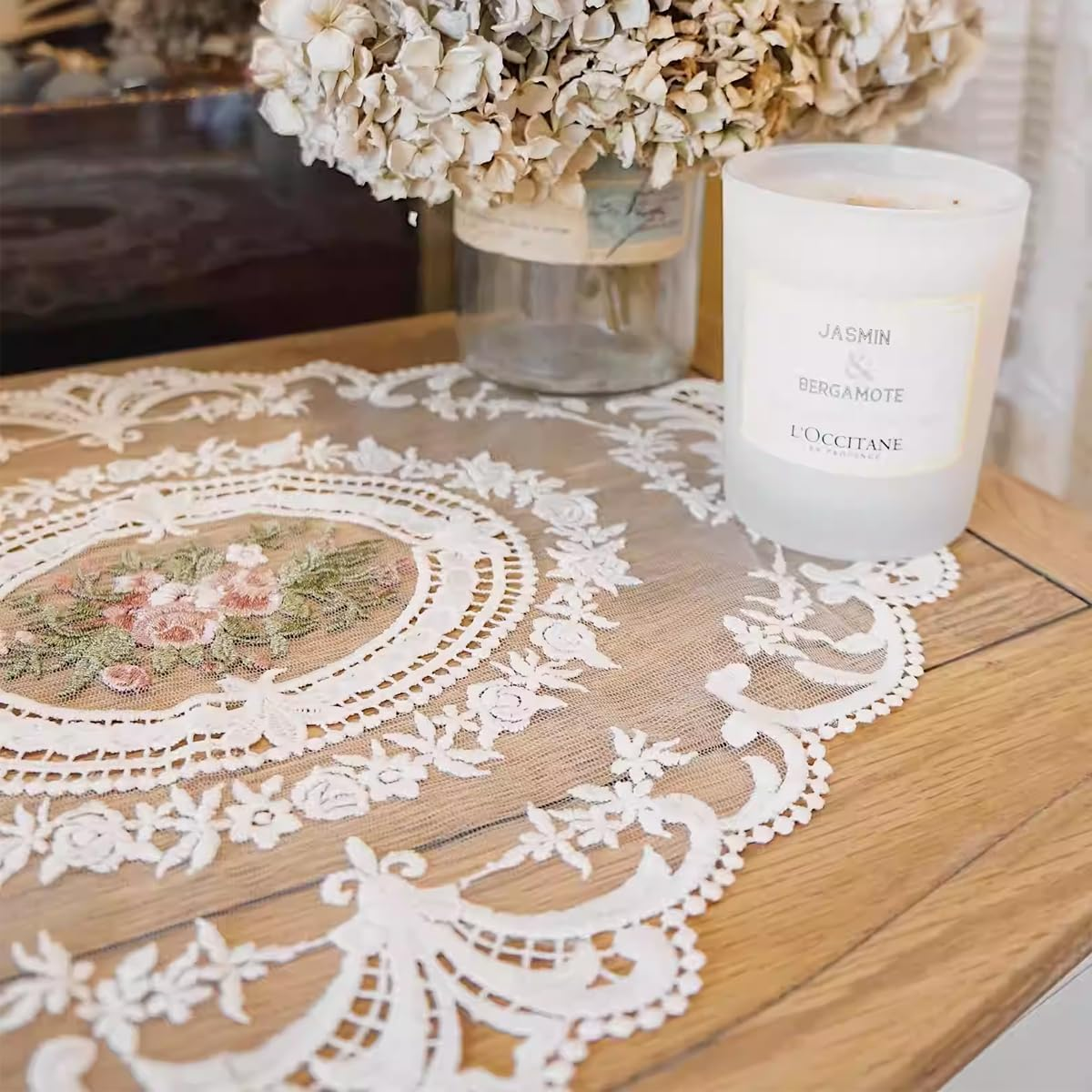 AIMALL 4-Pack Vintage Oval Crochet Placemats, Handmade French Lace Doilies, 12.2X16.5 Inches - Bean Paste image number 2
