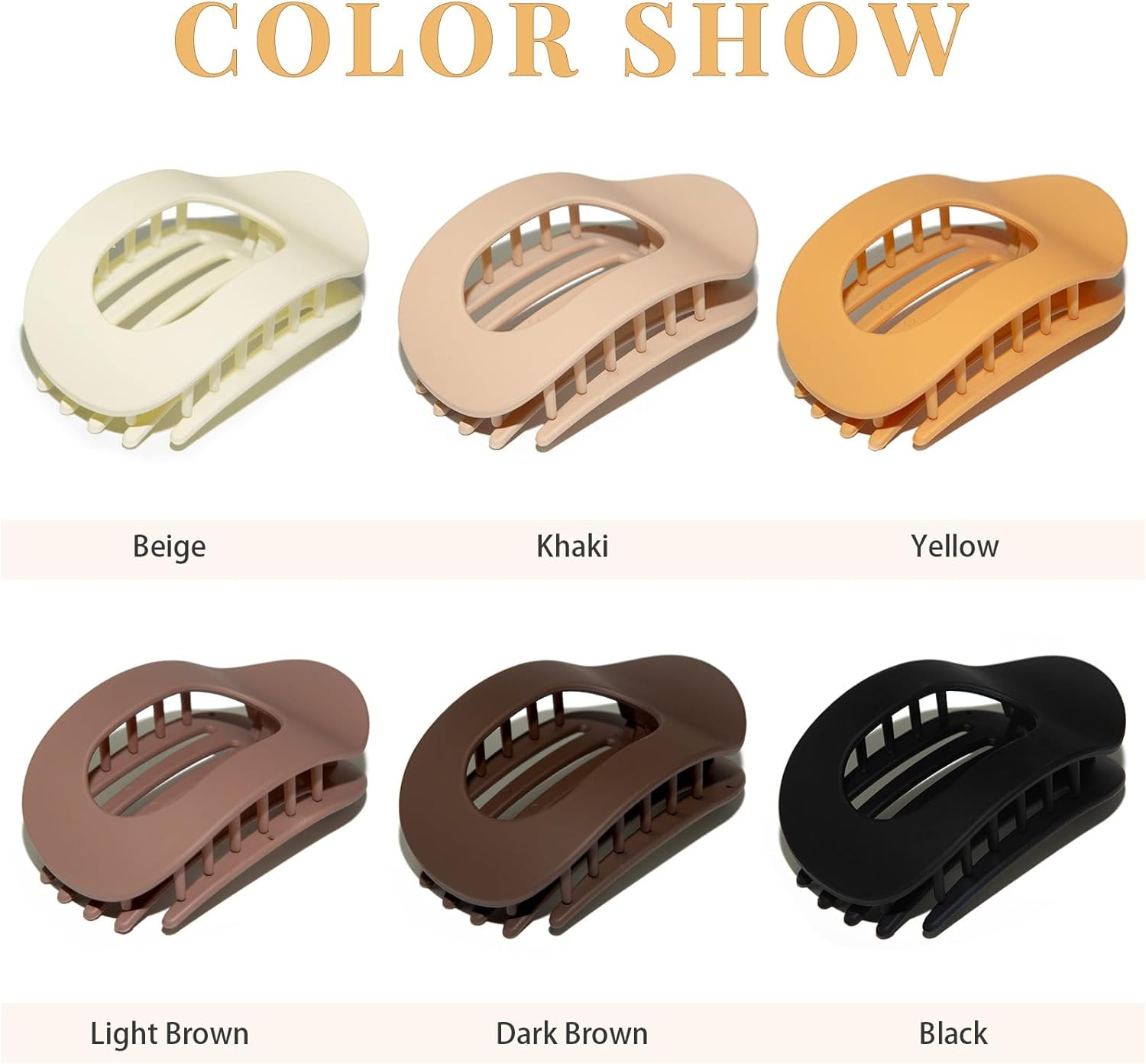 4" Large round Flat Hair Clips for Women - Strong Hold Lay down Claw Clamps Hair Barrettes Alligator Clip for Thick Thin Hair image number 4