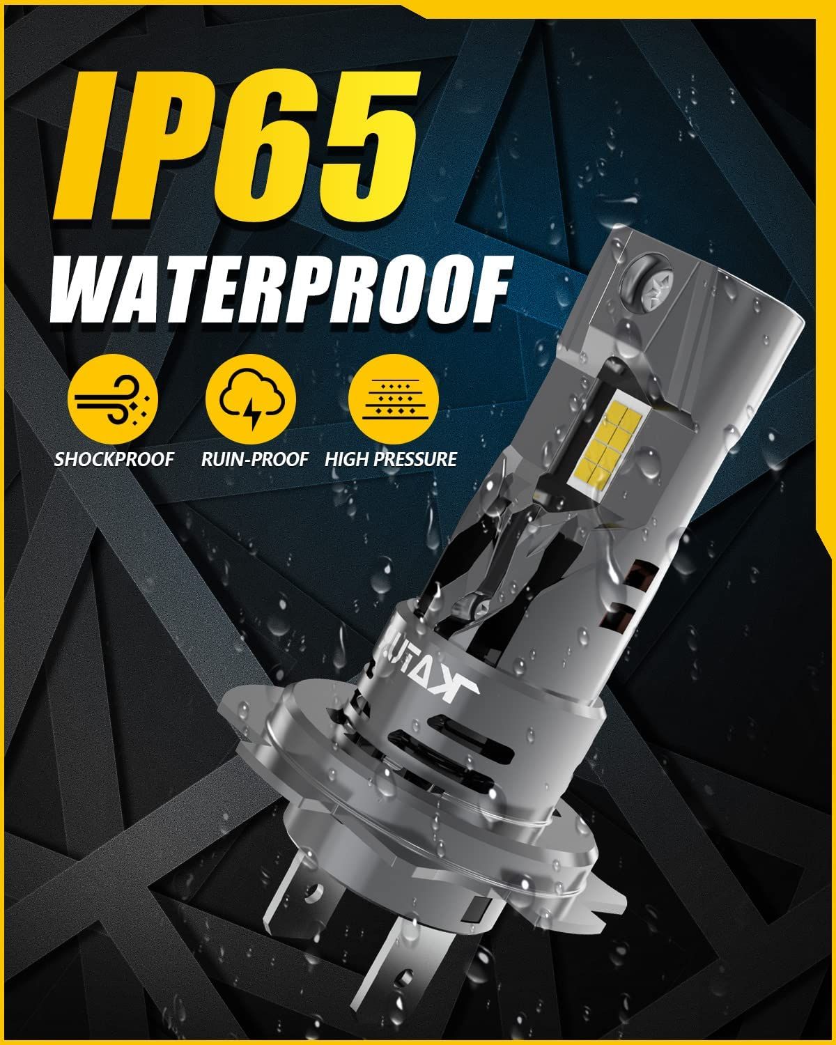 KATUR H7 LED Headlight Bulbs, 400% Brightness 16000LM 6000K Xenon White 1:1 Mini Size All-In-One Conversion Kit Non-Polarity No Adapter Required Plug and Play H7 LED Fog Light Bulb, Pack of 2 image number 3