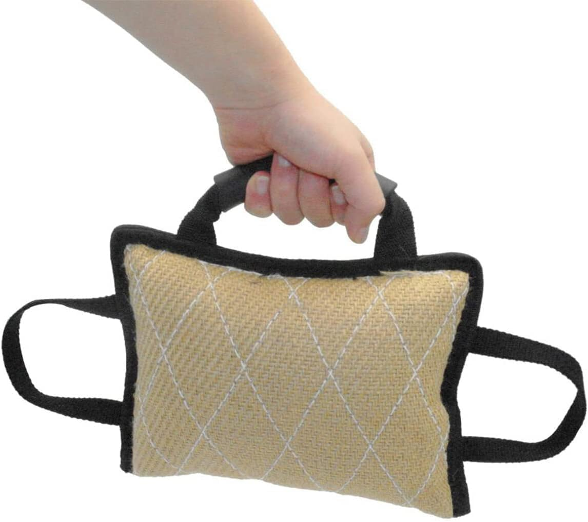 NCONCO Pet Dog Bite Tug Toys Durable Dog Linen Bite Pillow Dog Pull Toy with 3 Handles for Dog Training image number 1