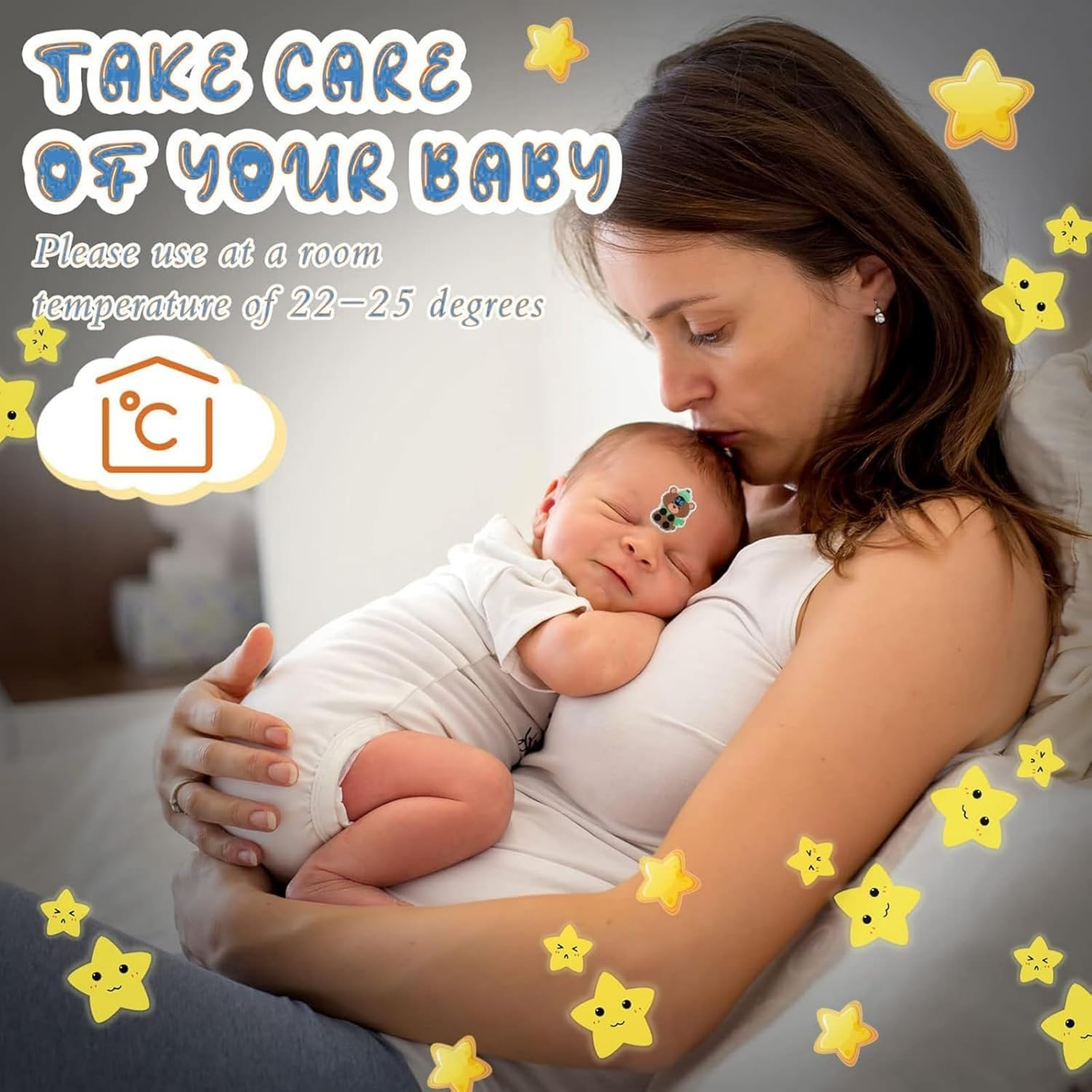 Temperature Strips, 8 Stick-On Fever Indicators Kids Cartoon Stickers Temperature Fever Patches, 10 Quick Check Thermometer Strips, Reusable Portable Forehead Thermometer for Home School Travel image number 5