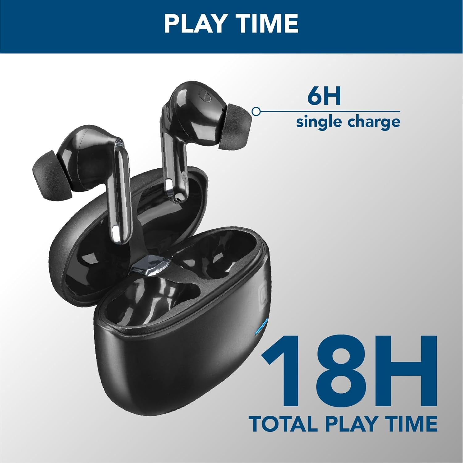 Cellularline - Eclipse - Wireless In-Ear Headphones with Charging Cradle - Bluetooth - with ANC and ENC Technology - Total Playing Time 18 Hours - Black image number 3