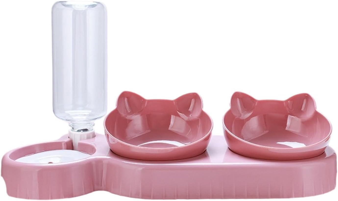 Stgfyxgs Non-Slip Triple Bowls for Cats and Small, Medium and Large Dogs, Pink Red