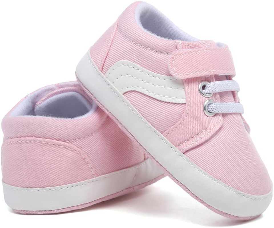 Baby Boys and Girls Celebrity High Top Sports Shoes Soft anti Slip Soles Newborn First Walker Canvas Fashionable Denim Shoes image number 2