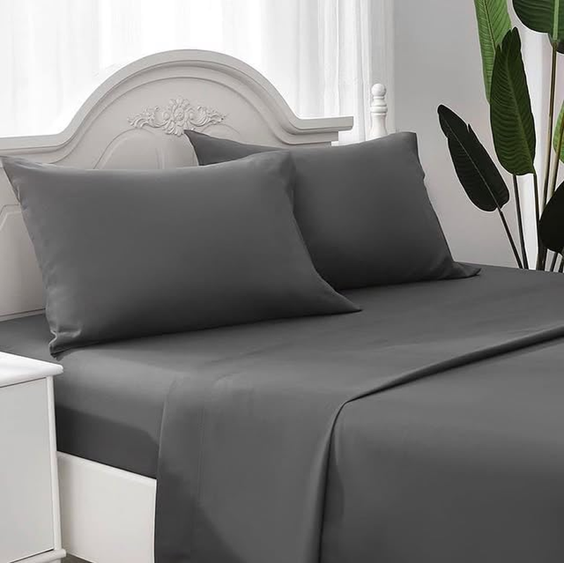 Queen Size Sheet Set, 4Pcs Extra Soft Breathable Cooling Bed Sheet Set with Deep Pockets & Wrinkle Free, Ultra Soft Hotel Luxury Bedding Sheets & Pillowcases(White)