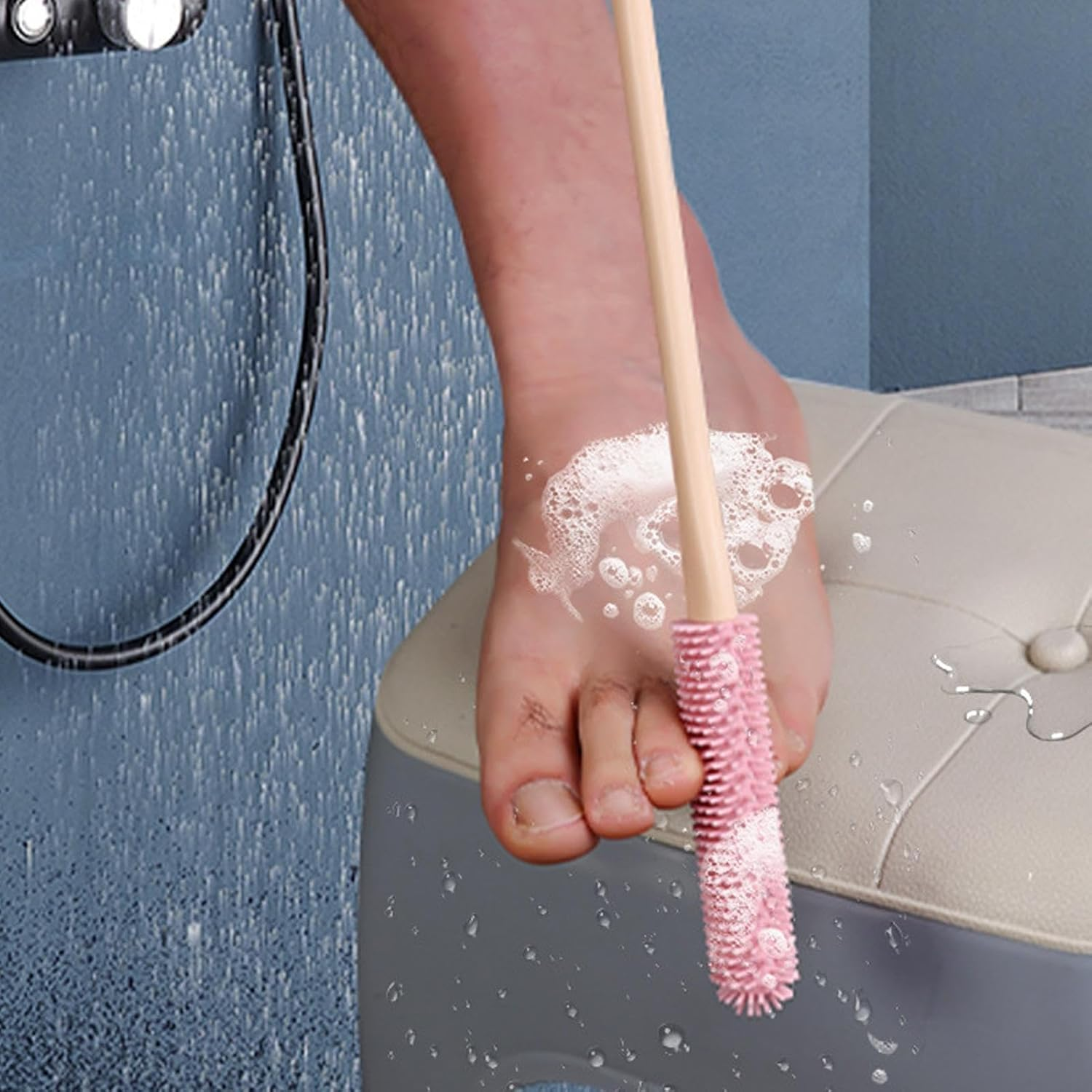 Toe Scrubber Brush - Nail Cleaning Fingernails - Toe Nail Brush for Shower, Foot Scrubber in Shower, Extended Handle, Men and Women image number 5
