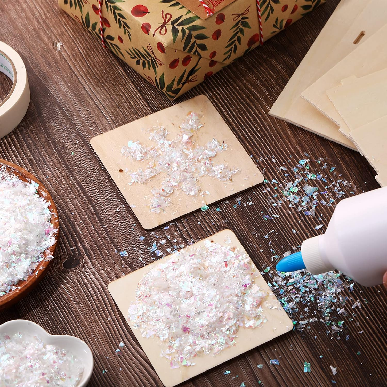 Containlol Sparkle Holographic Confetti Iridescent Confetti Winter Radium Color Metallic Foil Decor Bag for Christmas New Year Disco Party Table Decor Craft Chunky Glitter Nails Jewelry Making, 160G