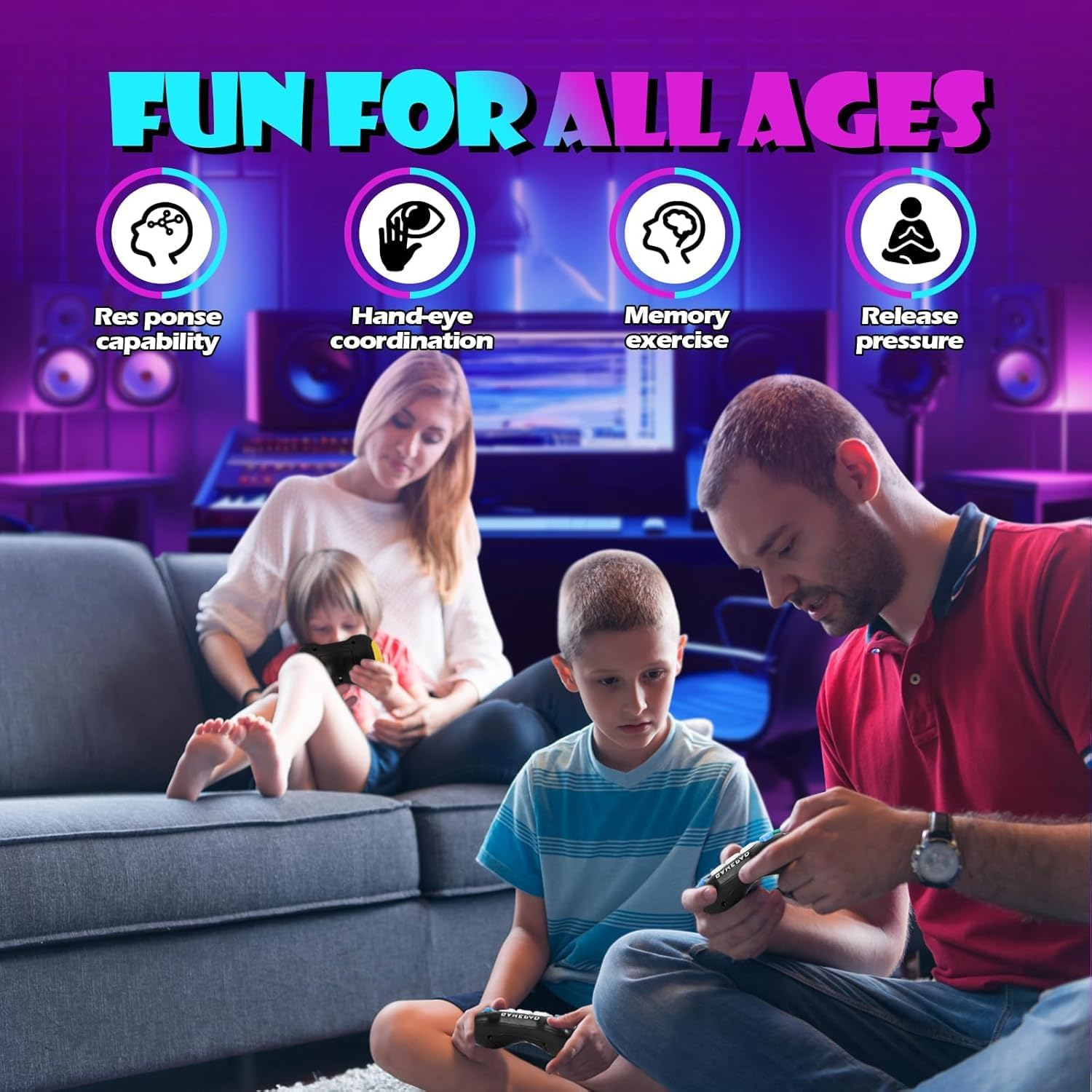 Fast Press Push Game Fidget Toy Handle, Flashing Electronic Handheld Games Consoles for Kids Teens Adults, Brain & Memory Game, Quick Push Buttons Gamepad, Xmas Birthday Gifts STEM Toys for Boys Girls image number 1